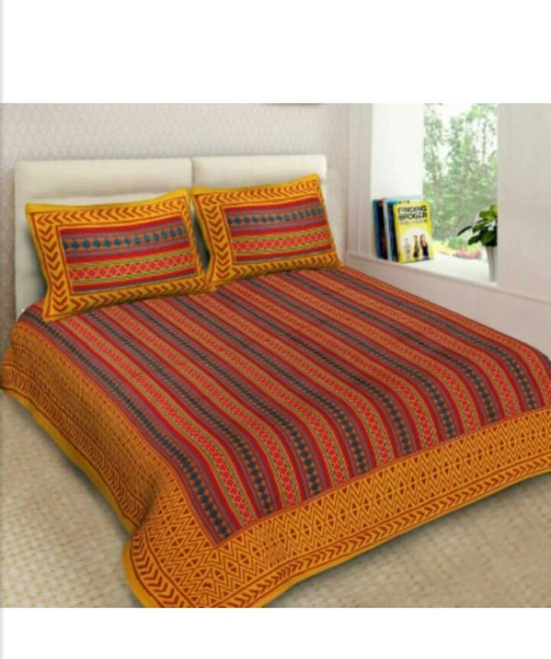 Navkaar Creation Cotton 1 Double Bedsheet with 2 Pillow Covers ( Yellow ) Navkaar Creation Cotton 1 Double Bedsheet with 2 Pillow Covers ( Yellow )