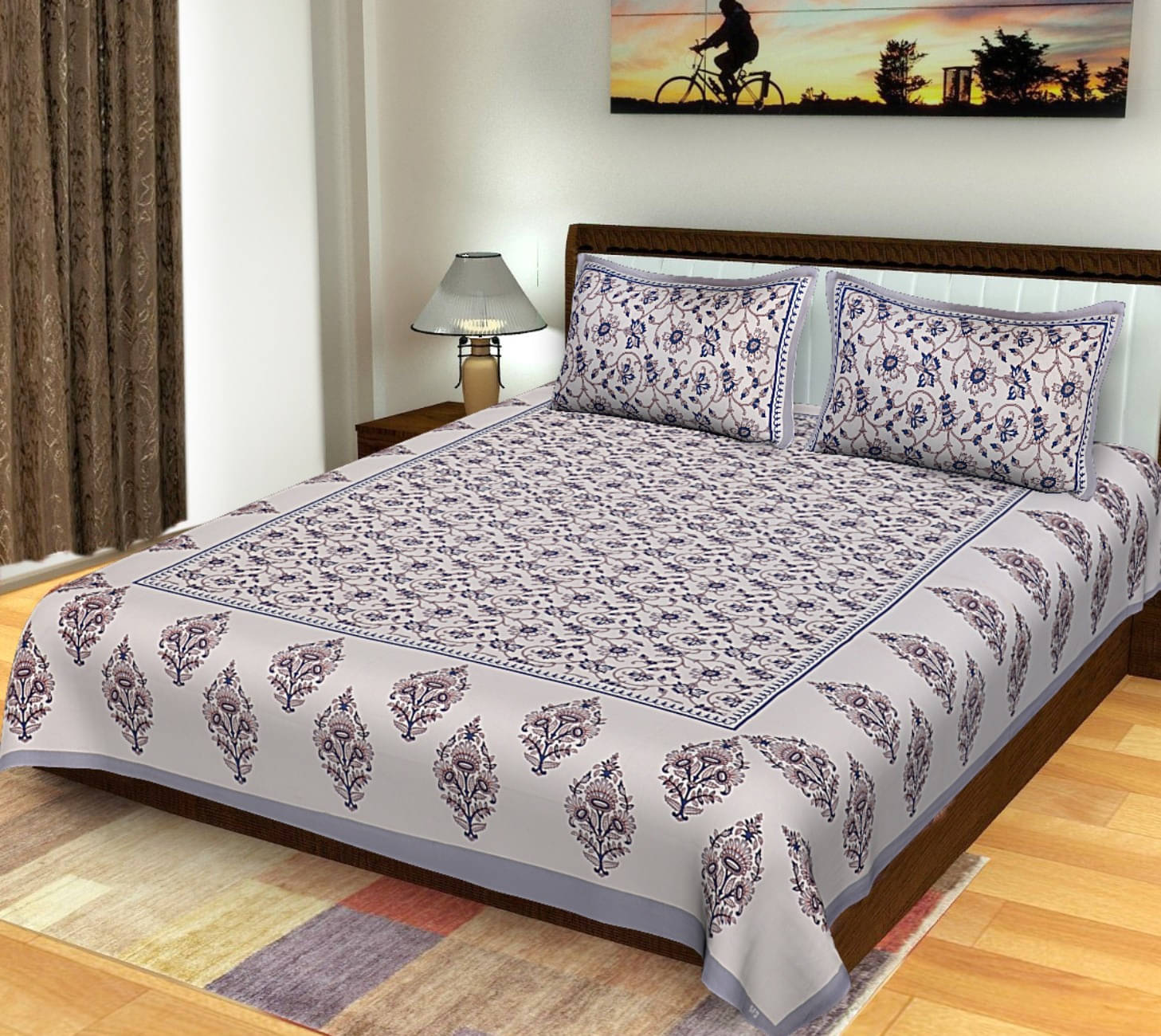 Navkaar Creation Cotton 1 Double Bedsheet with 2 Pillow Covers ( Purple ) Navkaar Creation Cotton 1 Double Bedsheet with 2 Pillow Covers ( Purple )