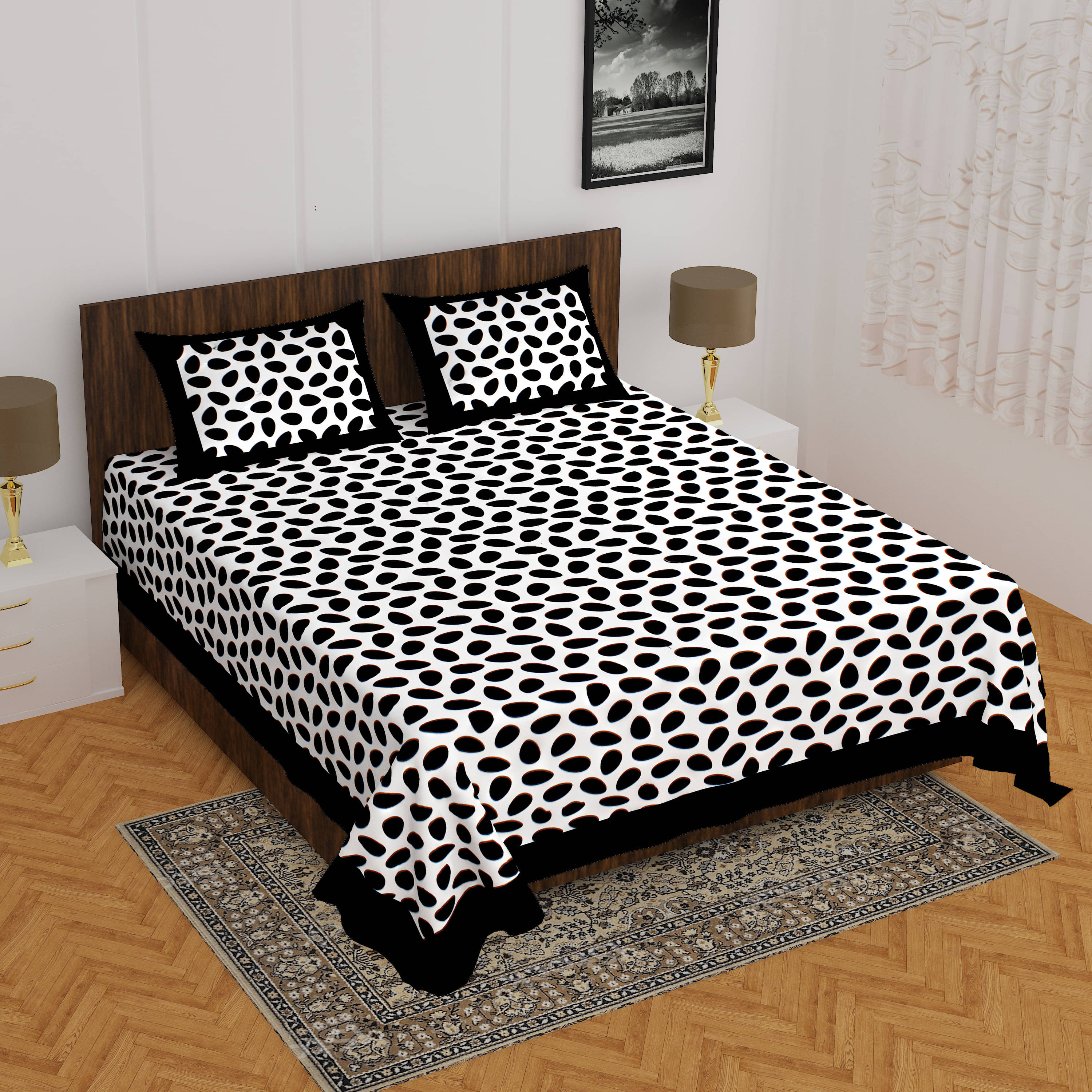 Navkaar Creation Cotton 1 Double Bedsheet with 2 Pillow Covers ( Black ) Navkaar Creation Cotton 1 Double Bedsheet with 2 Pillow Covers ( Black )