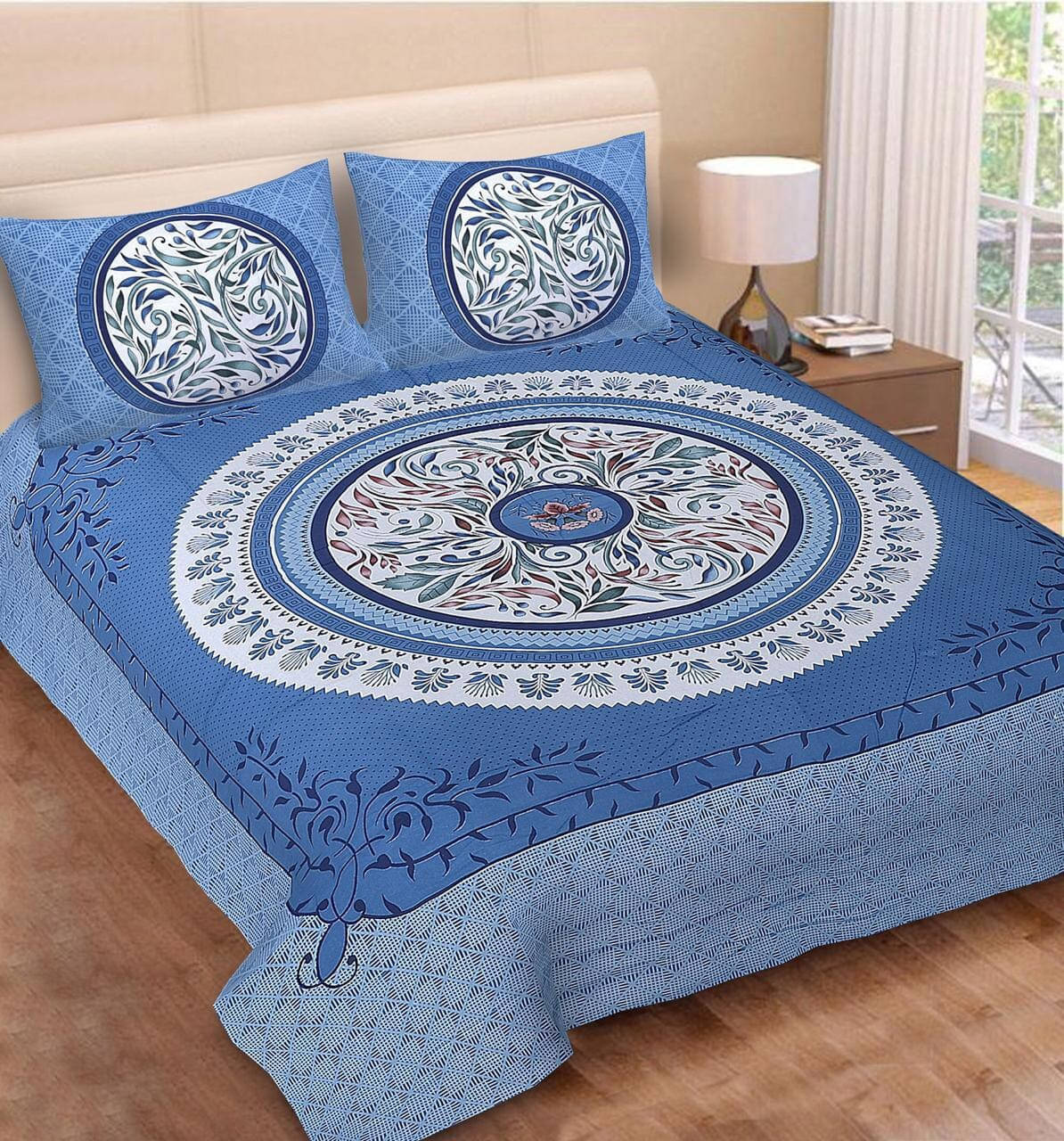     			Navkaar Creation Cotton 1 Double Bedsheet with 2 Pillow Covers ( Multicolor )