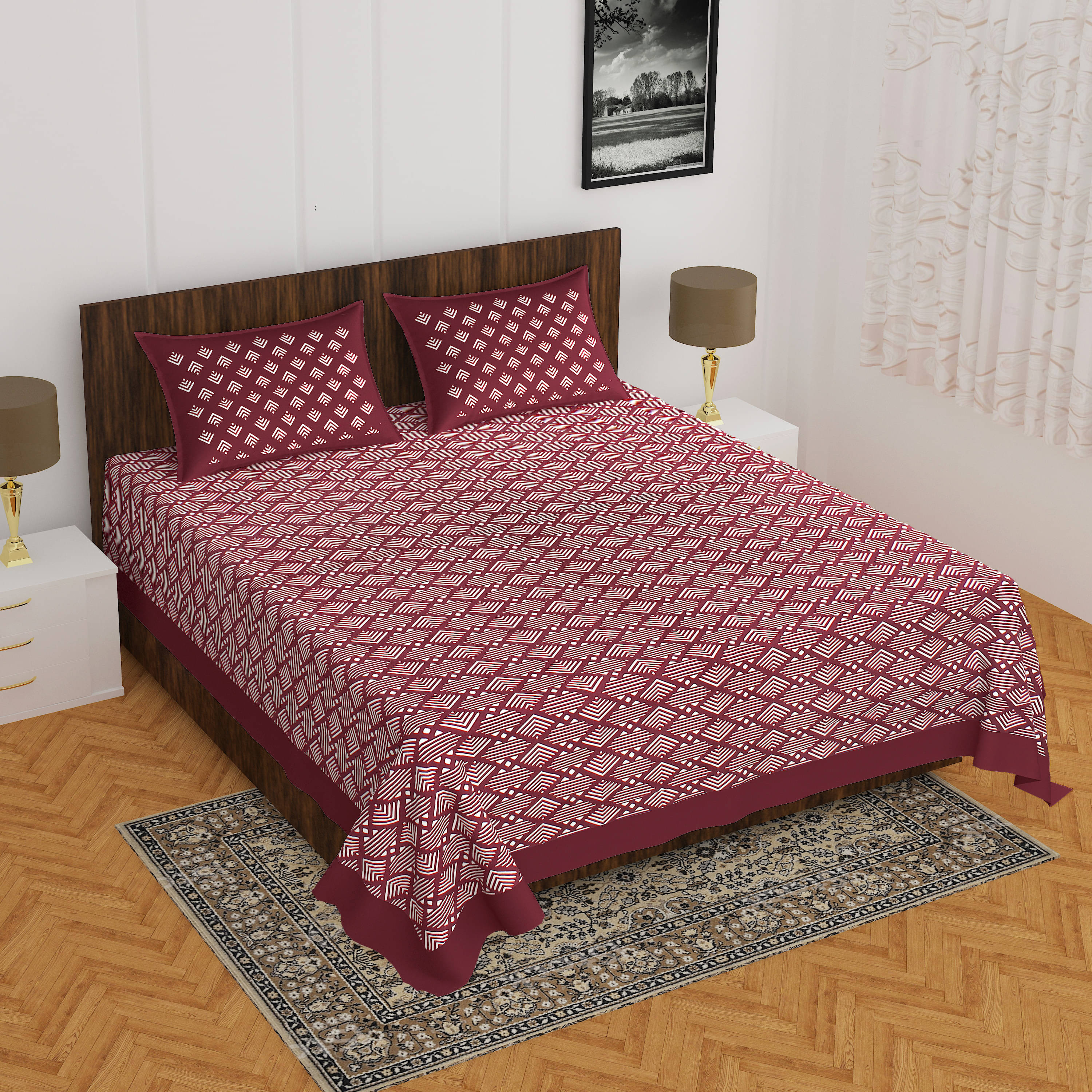     			Navkaar Creation Cotton 1 Double Bedsheet with 2 Pillow Covers ( Multicolor )