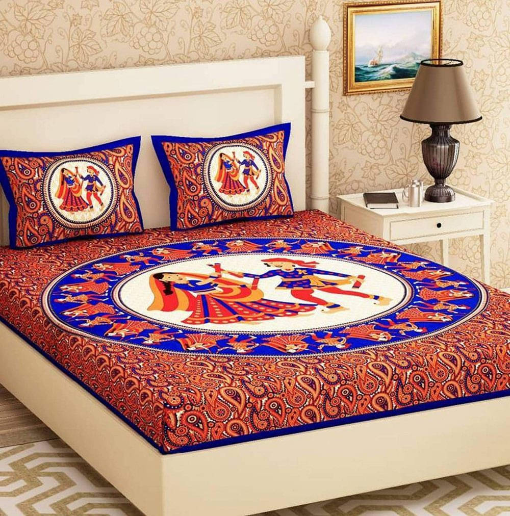     			Navkaar Creation Cotton 1 Double Bedsheet with 2 Pillow Covers ( Multicolor )