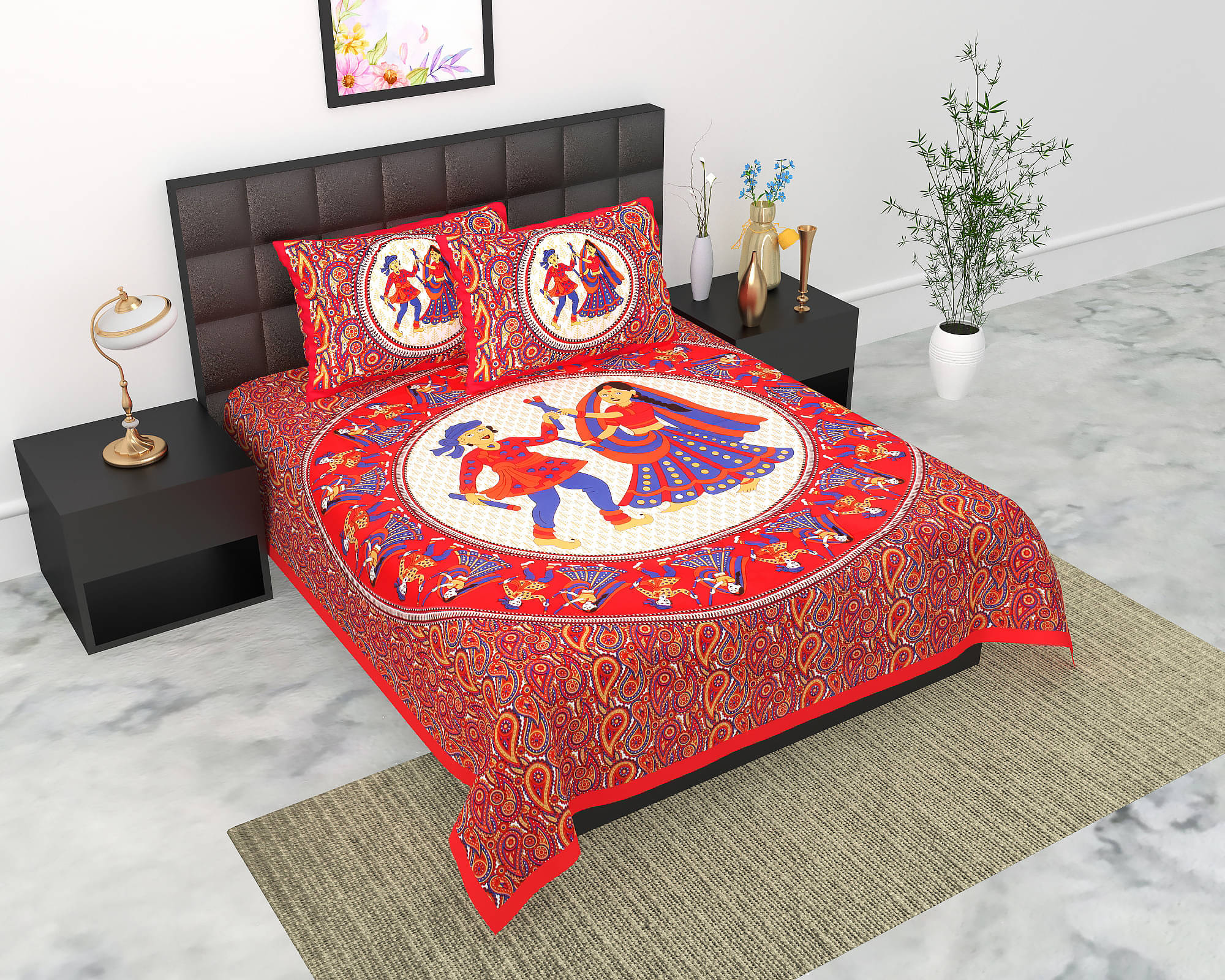 Navkaar Creation Cotton 1 Double Bedsheet with 2 Pillow Covers ( Red ) Navkaar Creation Cotton 1 Double Bedsheet with 2 Pillow Covers ( Red )