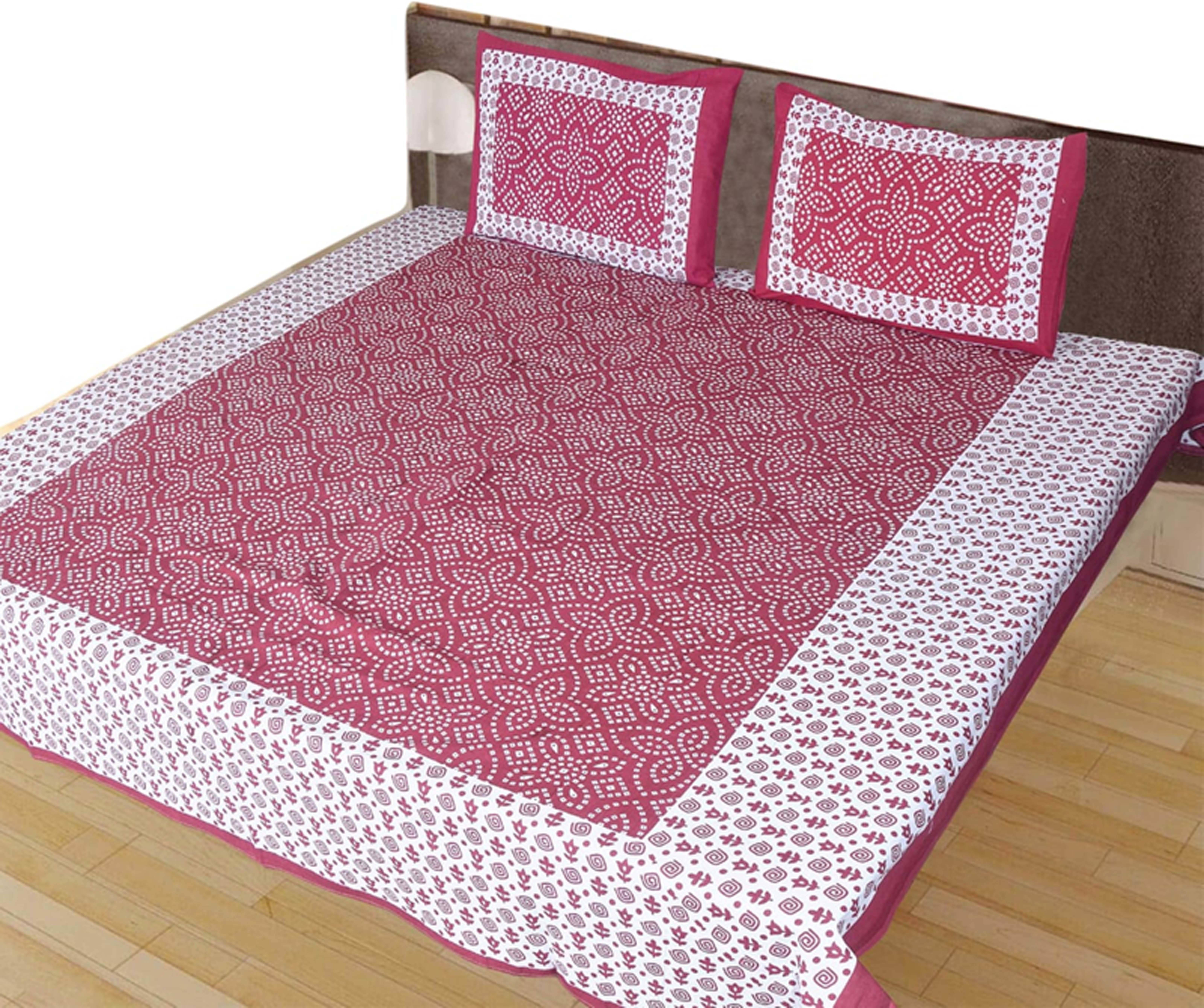 Navkaar Creation Cotton 1 Double Bedsheet with 2 Pillow Covers ( Pink ) Navkaar Creation Cotton 1 Double Bedsheet with 2 Pillow Covers ( Pink )