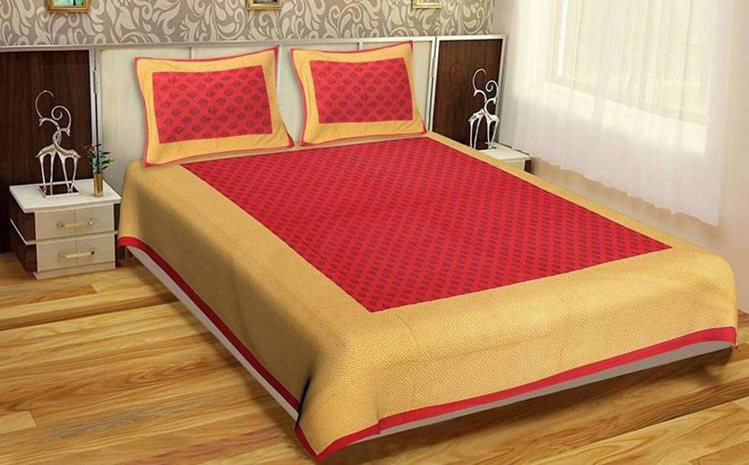 Navkaar Creation Cotton 1 Double Bedsheet with 2 Pillow Covers ( Multicolor ) Navkaar Creation Cotton 1 Double Bedsheet with 2 Pillow Covers ( Multicolor )