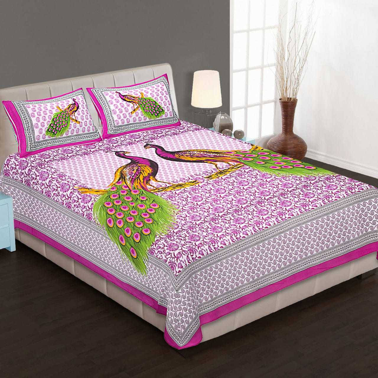 Navkaar Creation Cotton 1 Double Bedsheet with 2 Pillow Covers ( Pink ) Navkaar Creation Cotton 1 Double Bedsheet with 2 Pillow Covers ( Pink )