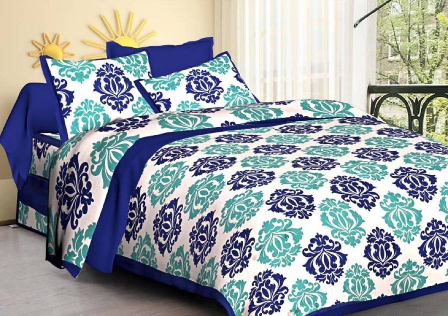 Navkaar Creation Cotton 1 Double Bedsheet with 2 Pillow Covers ( Blue ) Navkaar Creation Cotton 1 Double Bedsheet with 2 Pillow Covers ( Blue )