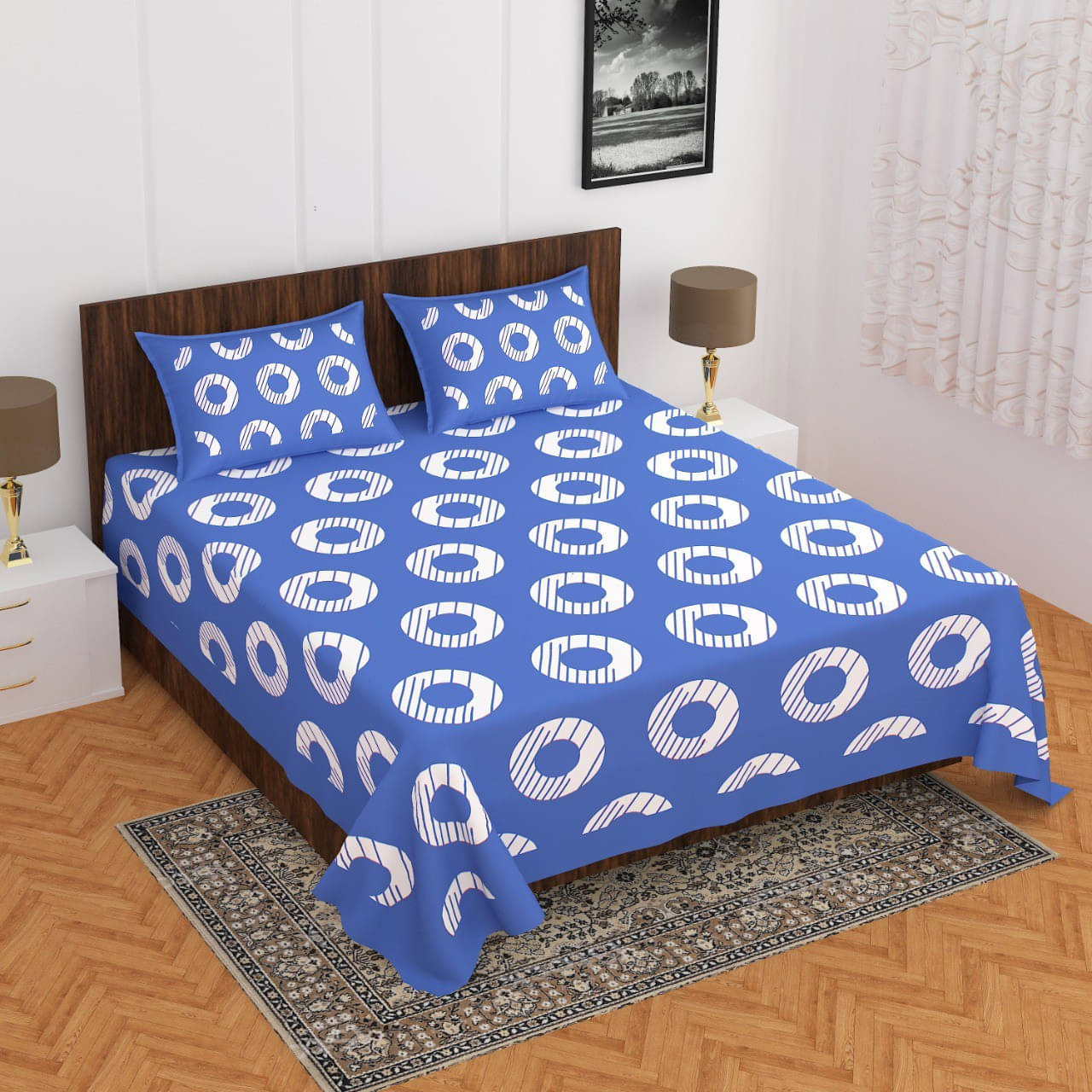 Navkaar Creation Cotton 1 Double Bedsheet with 2 Pillow Covers ( Blue ) Navkaar Creation Cotton 1 Double Bedsheet with 2 Pillow Covers ( Blue )