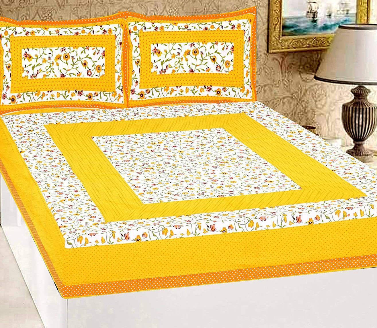     			Navkaar Creation Cotton 1 Double Bedsheet with 2 Pillow Covers ( Multicolor )