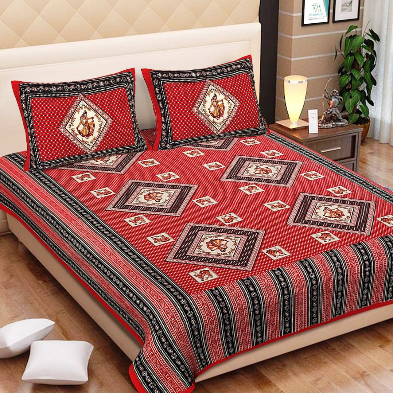 Navkaar Creation Cotton 1 Double Bedsheet with 2 Pillow Covers ( Multicolor ) Navkaar Creation Cotton 1 Double Bedsheet with 2 Pillow Covers ( Multicolor )