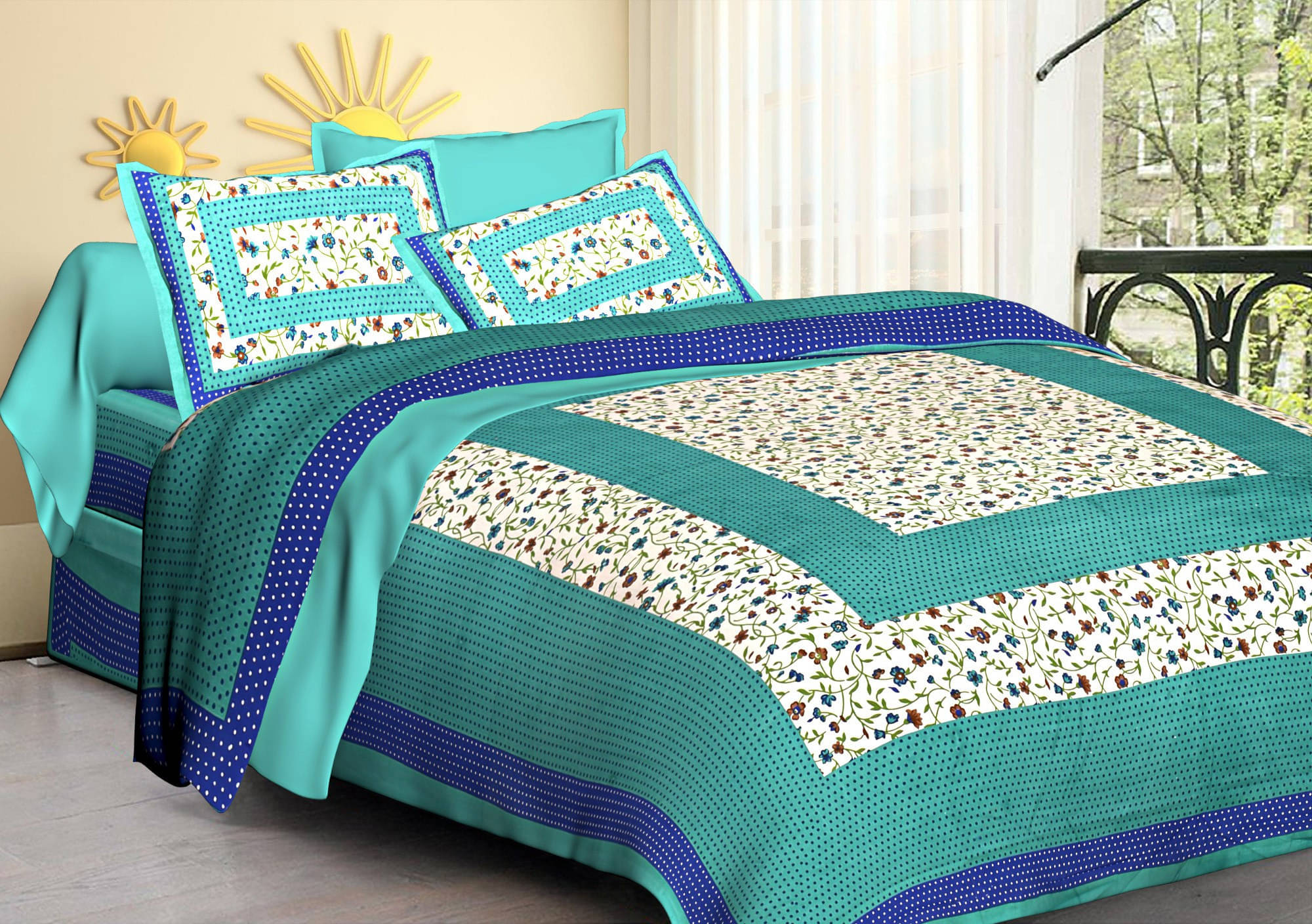     			Navkaar Creation Cotton 1 Double Bedsheet with 2 Pillow Covers ( Pink )