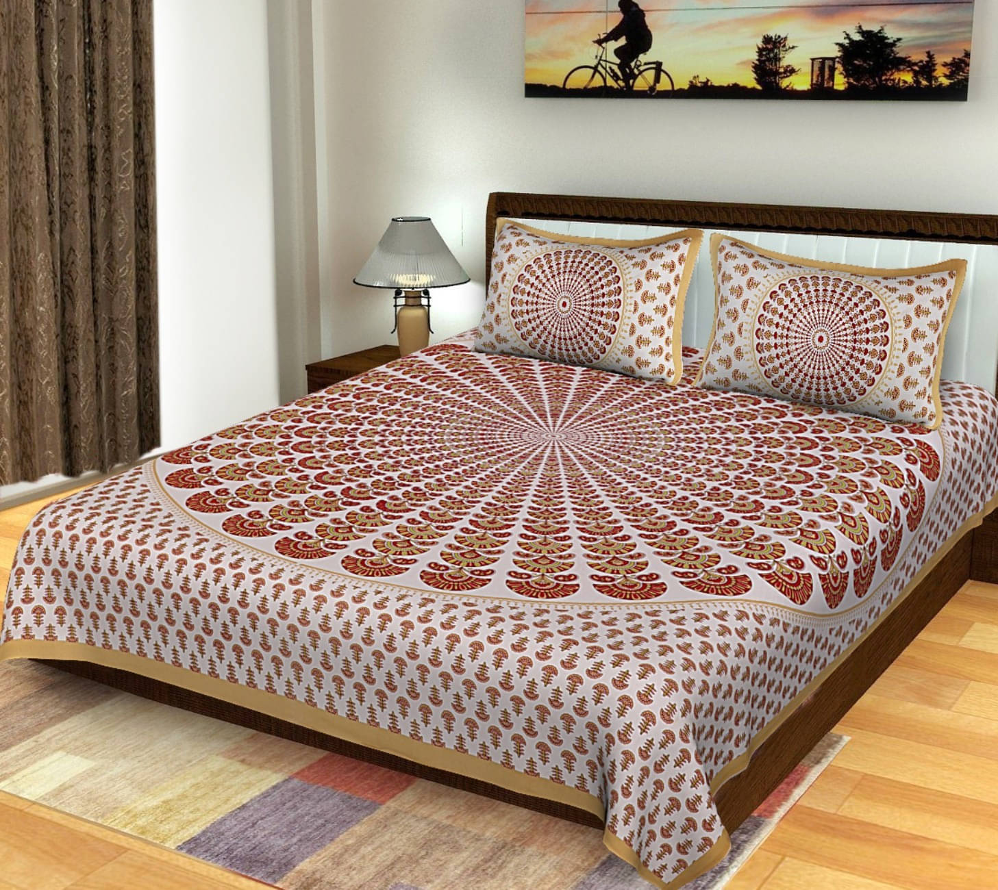 Navkaar Creation Cotton 1 Double Bedsheet with 2 Pillow Covers ( Beige ) Navkaar Creation Cotton 1 Double Bedsheet with 2 Pillow Covers ( Beige )