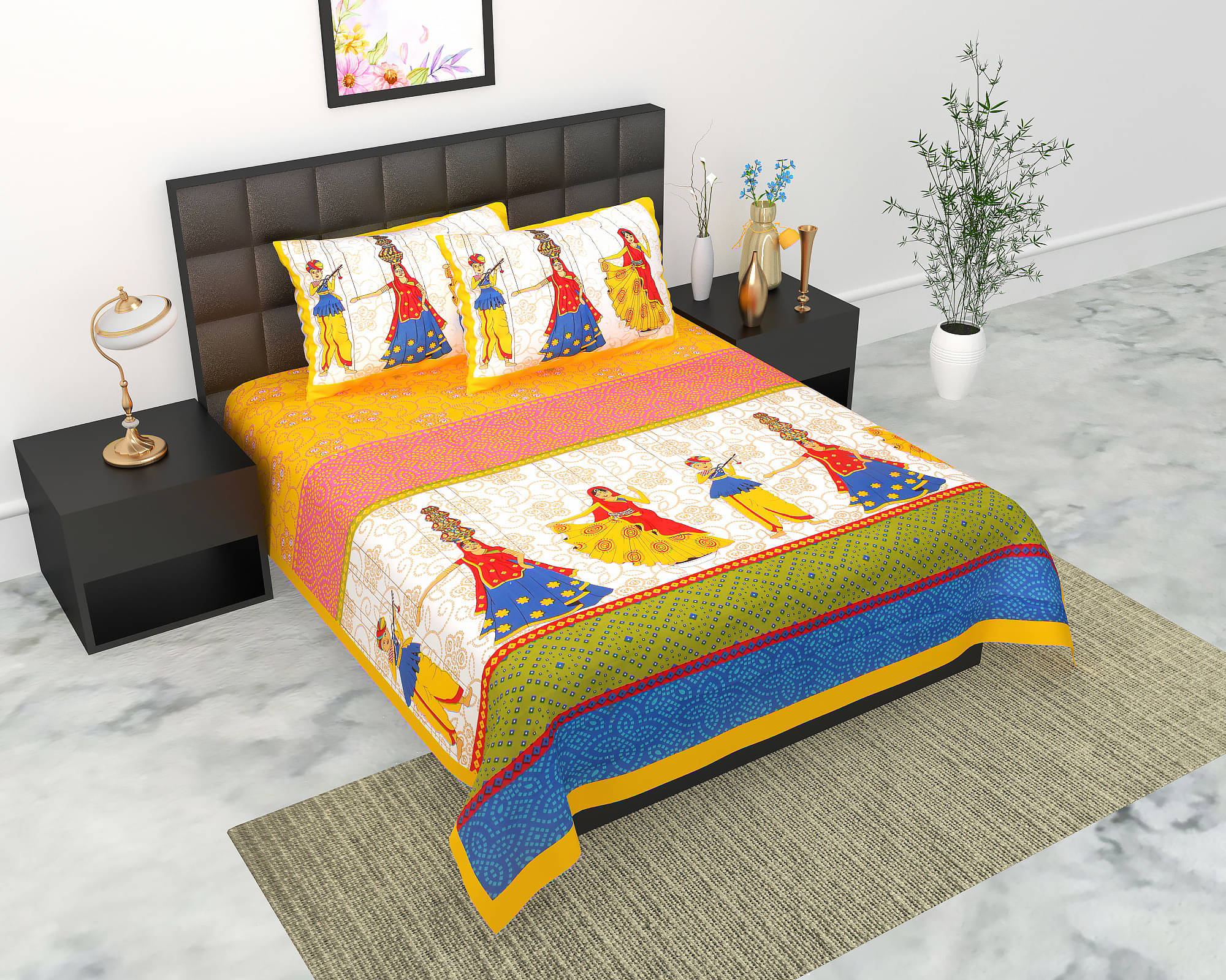 Navkaar Creation Cotton 1 Double Bedsheet with 2 Pillow Covers ( Green ) Navkaar Creation Cotton 1 Double Bedsheet with 2 Pillow Covers ( Green )