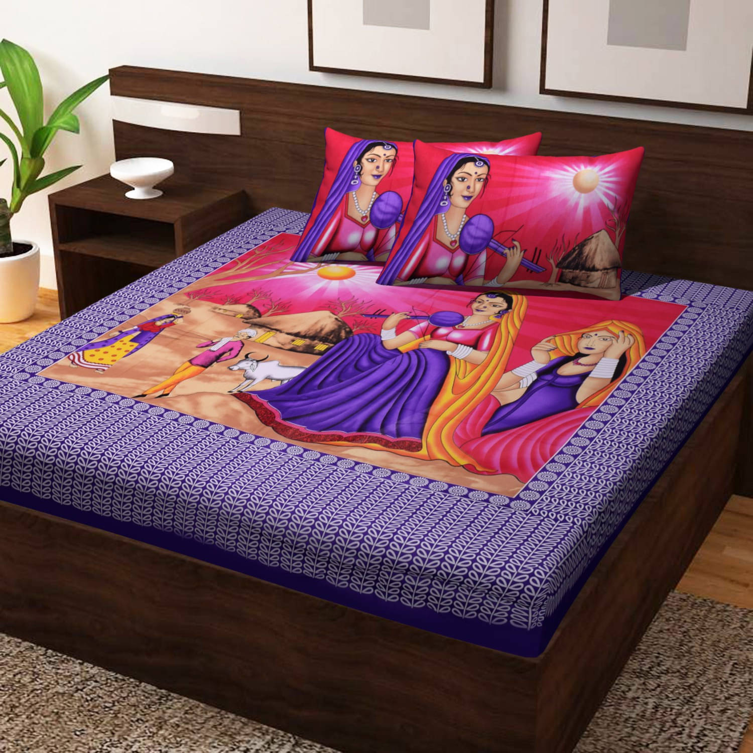 Navkaar Creation Cotton 1 Double Bedsheet with 2 Pillow Covers ( Purple )     			Navkaar Creation Cotton 1 Double Bedsheet with 2 Pillow Covers ( Purple )
