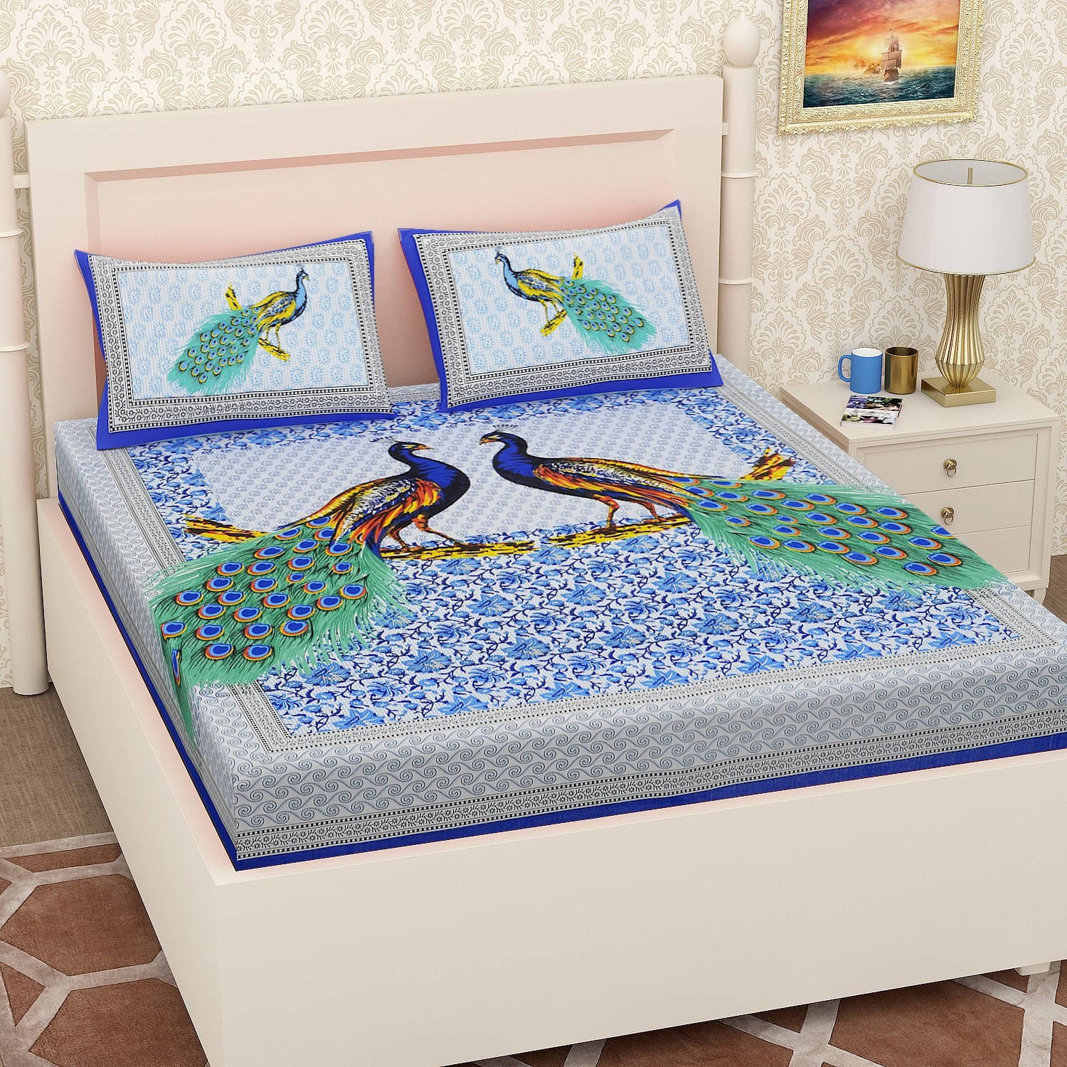 Navkaar Creation Cotton 1 Double Bedsheet with 2 Pillow Covers ( White ) Navkaar Creation Cotton 1 Double Bedsheet with 2 Pillow Covers ( White )