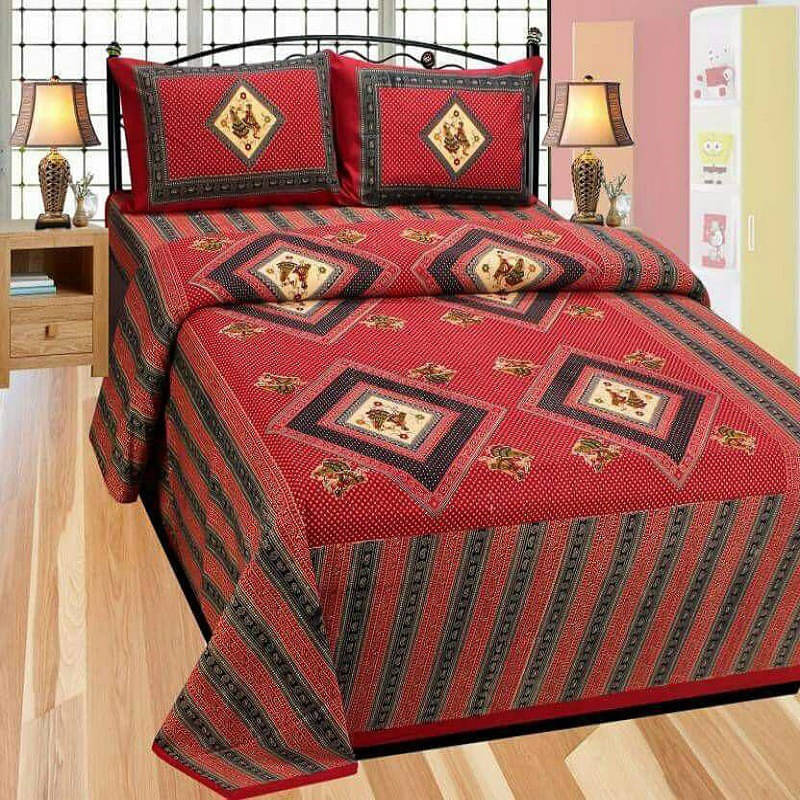 Navkaar Creation Cotton 1 Double Bedsheet with 2 Pillow Covers ( Maroon ) Navkaar Creation Cotton 1 Double Bedsheet with 2 Pillow Covers ( Maroon )