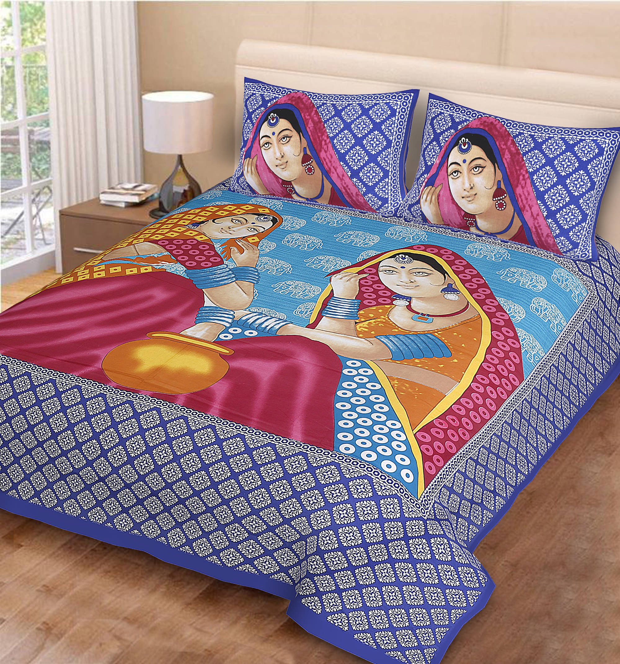 Navkaar Creation Cotton 1 Double Bedsheet with 2 Pillow Covers ( Blue ) Navkaar Creation Cotton 1 Double Bedsheet with 2 Pillow Covers ( Blue )