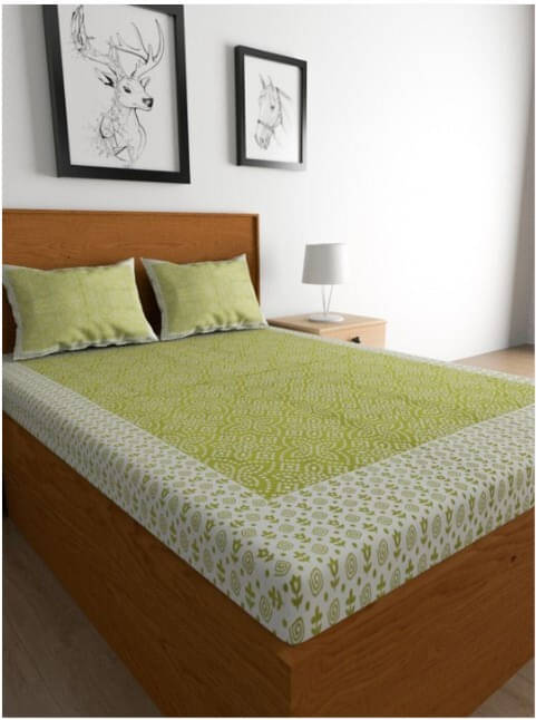 Navkaar Creation Cotton 1 Double Bedsheet with 2 Pillow Covers ( Green ) Navkaar Creation Cotton 1 Double Bedsheet with 2 Pillow Covers ( Green )