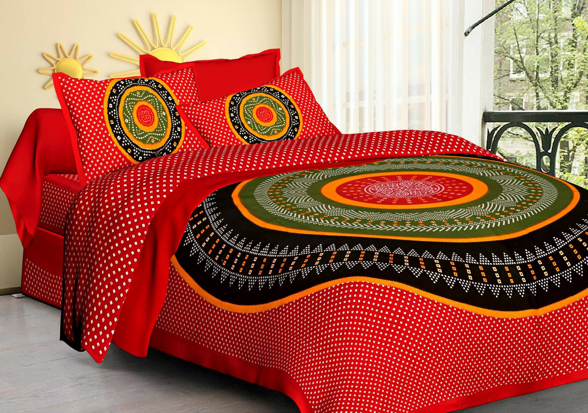 Navkaar Creation Cotton 1 Double Bedsheet with 2 Pillow Covers ( Red ) Navkaar Creation Cotton 1 Double Bedsheet with 2 Pillow Covers ( Red )