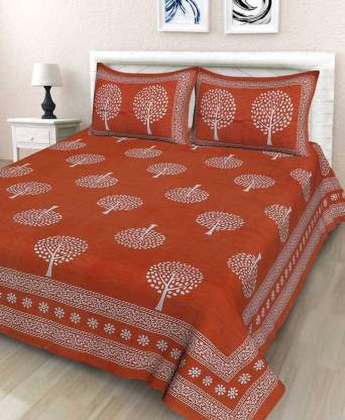 Navkaar Creation Cotton 1 Double Bedsheet with 2 Pillow Covers ( Orange ) Navkaar Creation Cotton 1 Double Bedsheet with 2 Pillow Covers ( Orange )