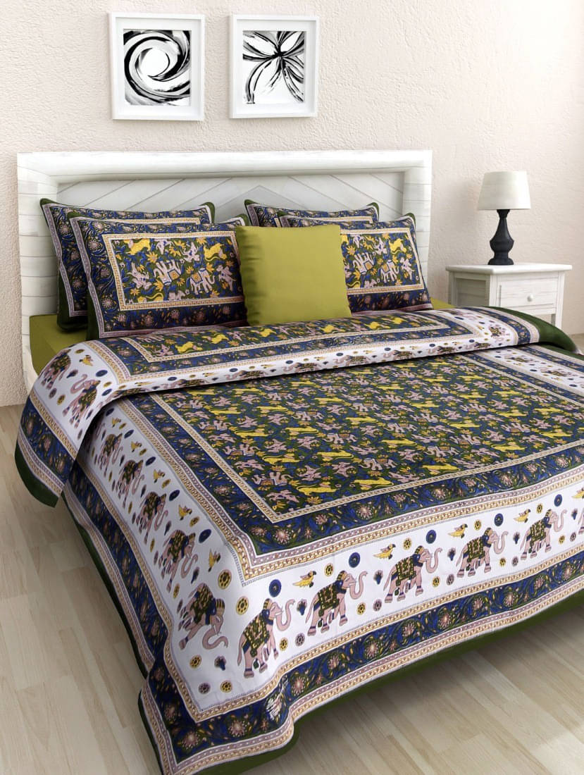     			Navkaar Creation Cotton 1 Double Bedsheet with 2 Pillow Covers ( White )