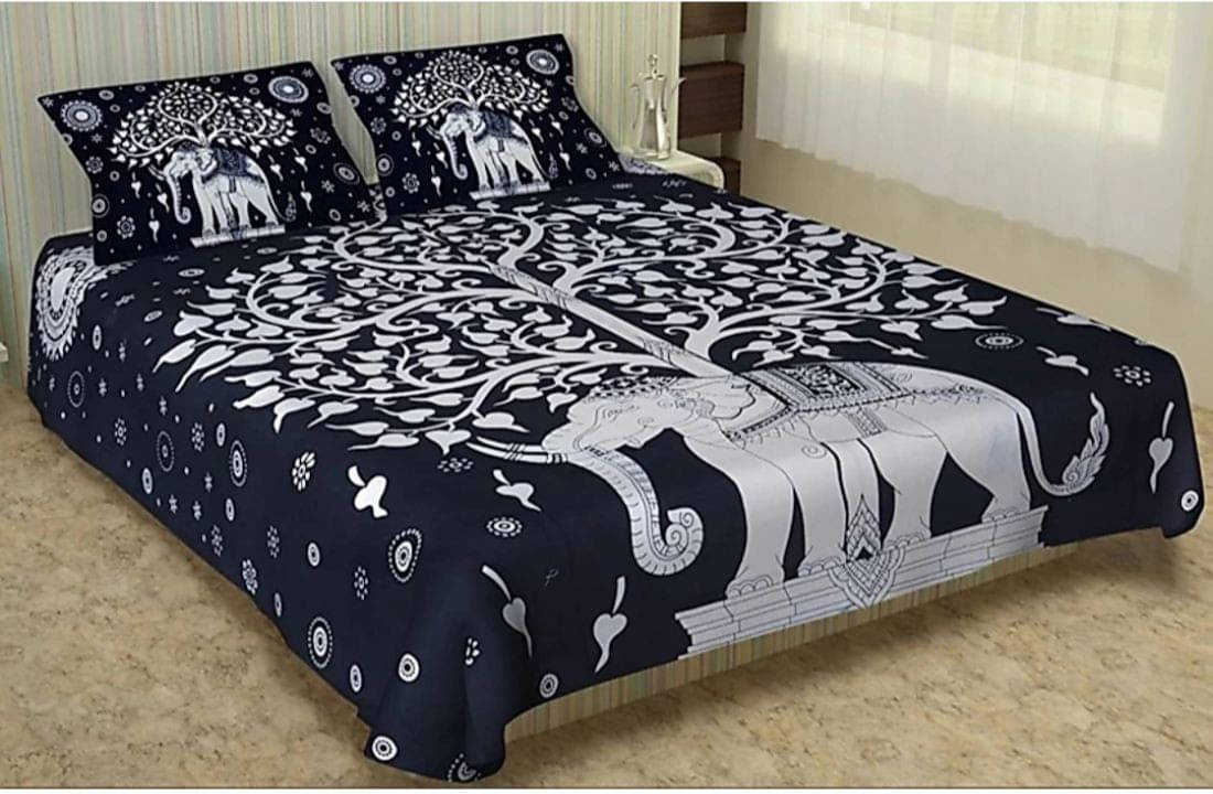 Navkaar Creation Cotton 1 Double Bedsheet with 2 Pillow Covers ( Black ) Navkaar Creation Cotton 1 Double Bedsheet with 2 Pillow Covers ( Black )