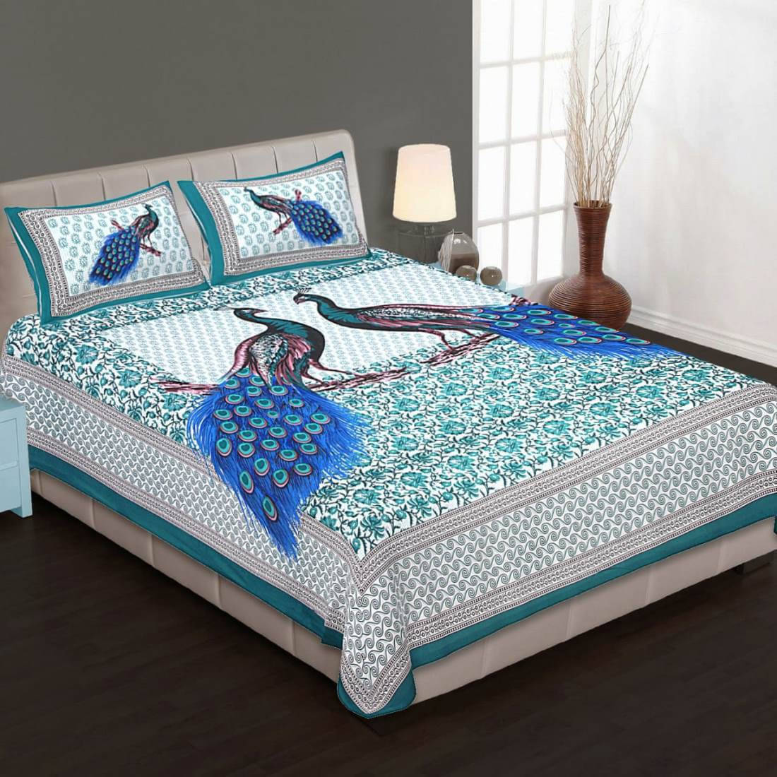 Navkaar Creation Cotton 1 Double Bedsheet with 2 Pillow Covers ( Blue ) Navkaar Creation Cotton 1 Double Bedsheet with 2 Pillow Covers ( Blue )