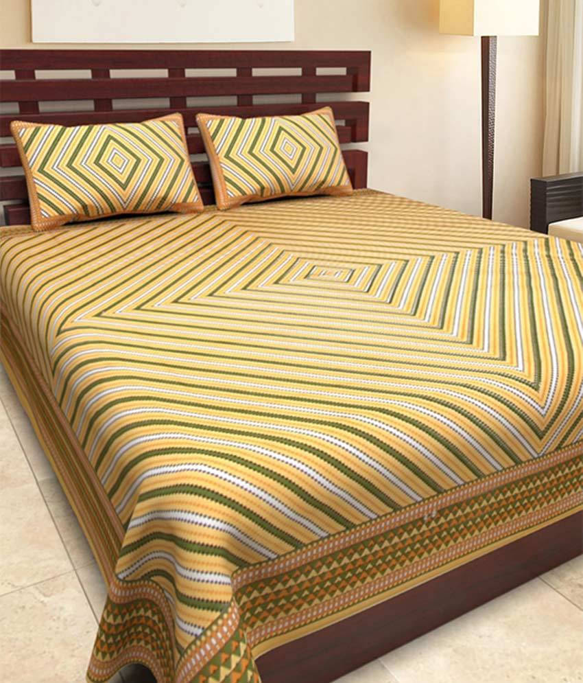 Navkaar Creation Cotton 1 Double Bedsheet with 2 Pillow Covers ( Yellow ) Navkaar Creation Cotton 1 Double Bedsheet with 2 Pillow Covers ( Yellow )