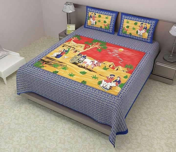 Navkaar Creation Cotton 1 Double Bedsheet with 2 Pillow Covers ( Blue ) Navkaar Creation Cotton 1 Double Bedsheet with 2 Pillow Covers ( Blue )