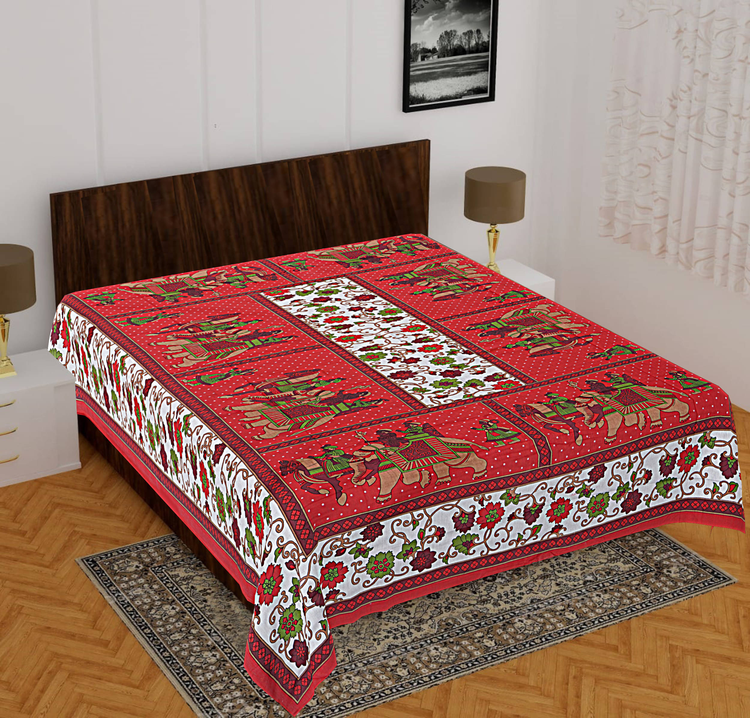Navkaar Creation Cotton 1 Double Bedsheet with 2 Pillow Covers ( Red ) Navkaar Creation Cotton 1 Double Bedsheet with 2 Pillow Covers ( Red )