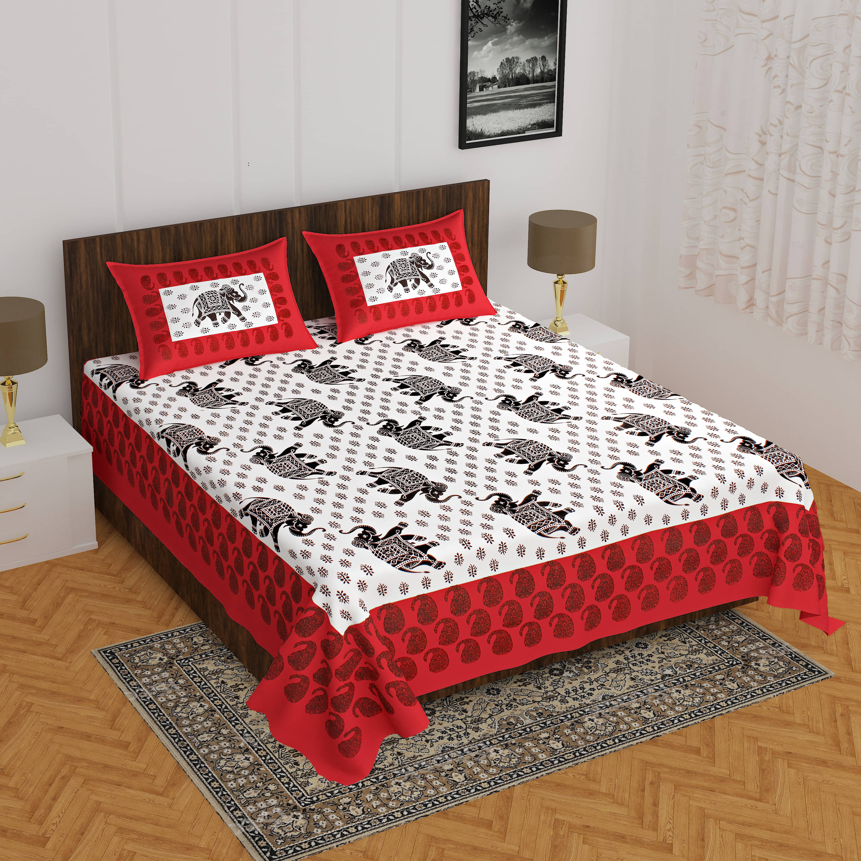     			Navkaar Creation Cotton 1 Double Bedsheet with 2 Pillow Covers ( Multicolor )