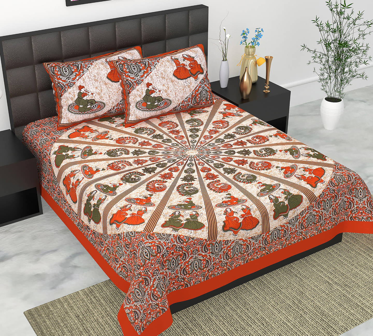 Navkaar Creation Cotton 1 Double Bedsheet with 2 Pillow Covers ( Brown ) Navkaar Creation Cotton 1 Double Bedsheet with 2 Pillow Covers ( Brown )