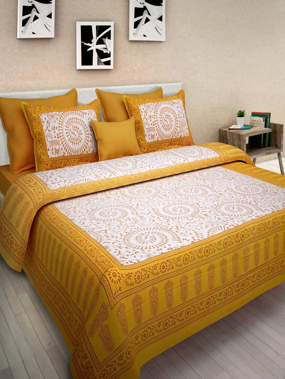 Navkaar Creation Cotton 1 Double Bedsheet with 2 Pillow Covers ( Multicolor ) Navkaar Creation Cotton 1 Double Bedsheet with 2 Pillow Covers ( Multicolor )