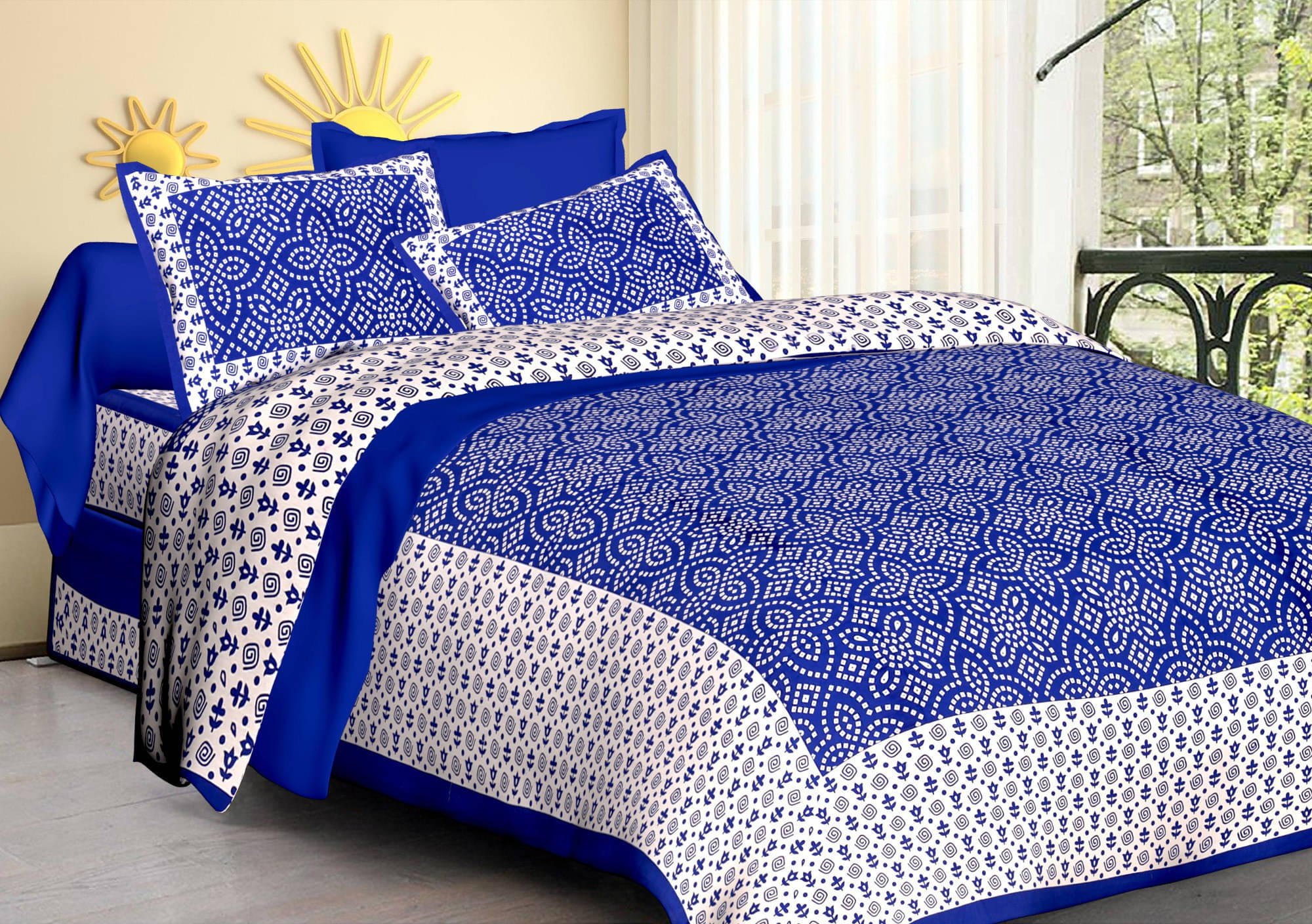 Navkaar Creation Cotton 1 Double Bedsheet with 2 Pillow Covers ( Blue ) Navkaar Creation Cotton 1 Double Bedsheet with 2 Pillow Covers ( Blue )
