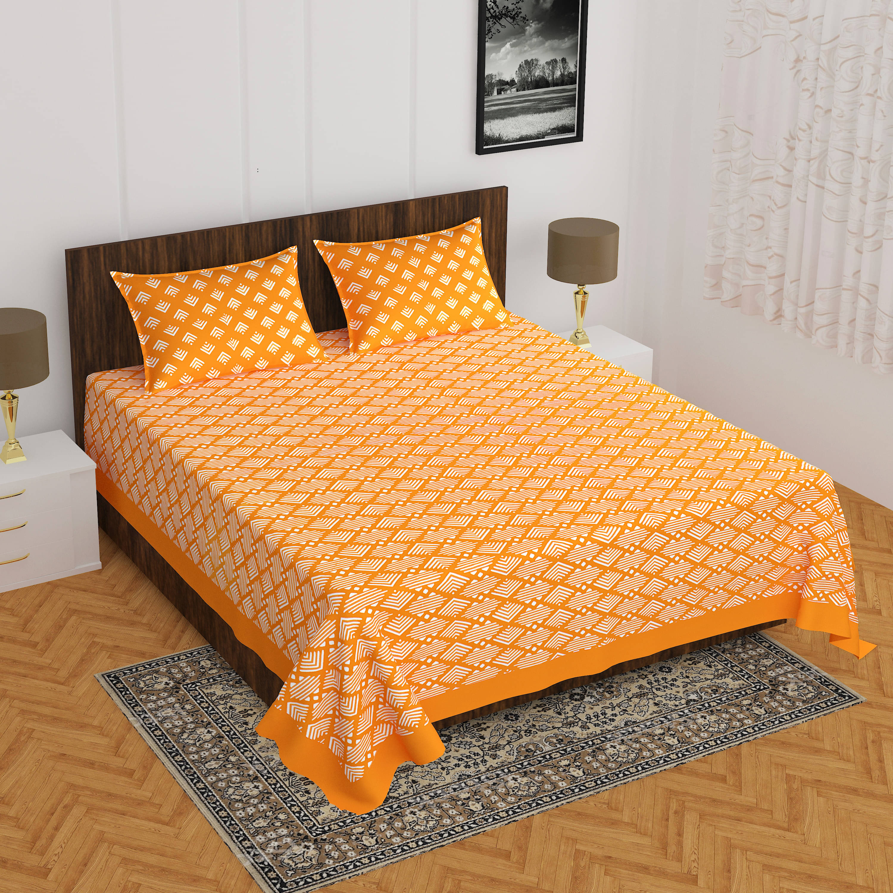 Navkaar Creation Cotton 1 Double Bedsheet with 2 Pillow Covers ( Yellow ) Navkaar Creation Cotton 1 Double Bedsheet with 2 Pillow Covers ( Yellow )