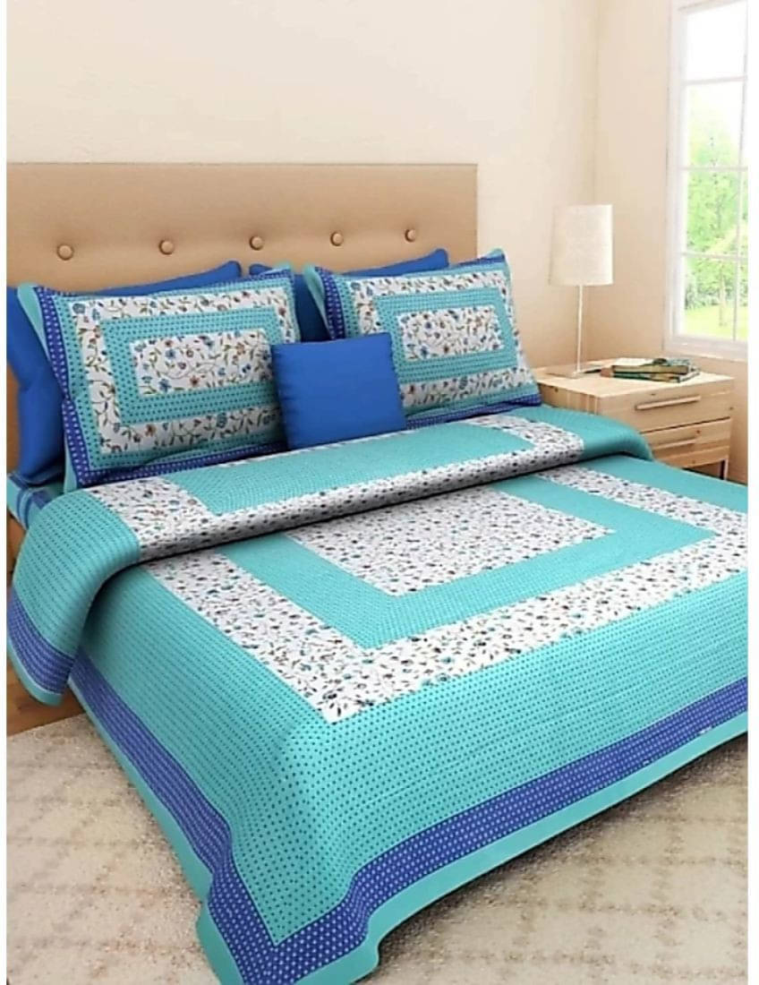 Navkaar Creation Cotton 1 Double Bedsheet with 2 Pillow Covers ( Blue ) Navkaar Creation Cotton 1 Double Bedsheet with 2 Pillow Covers ( Blue )