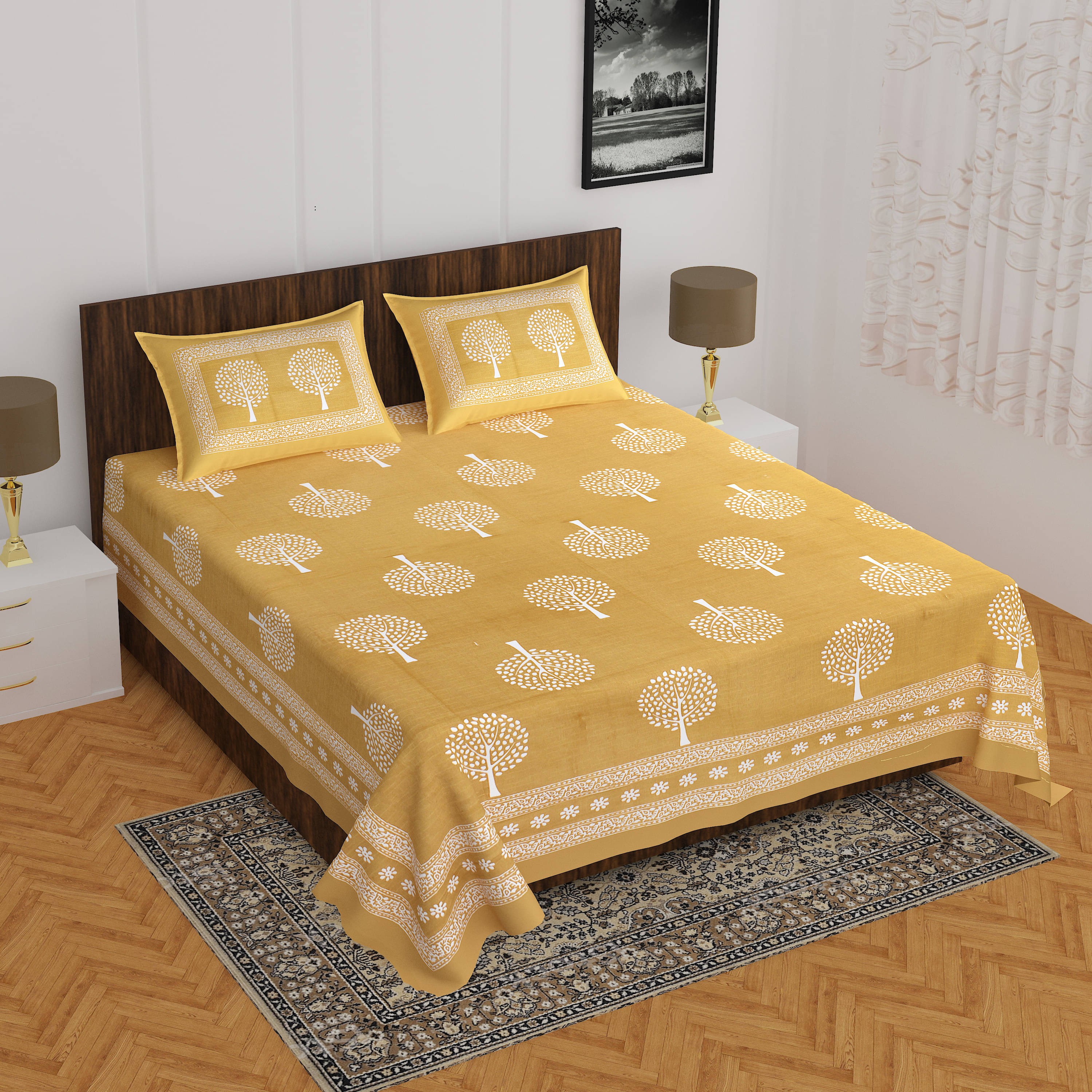     			Navkaar Creation Cotton 1 Double Bedsheet with 2 Pillow Covers ( Multicolor )