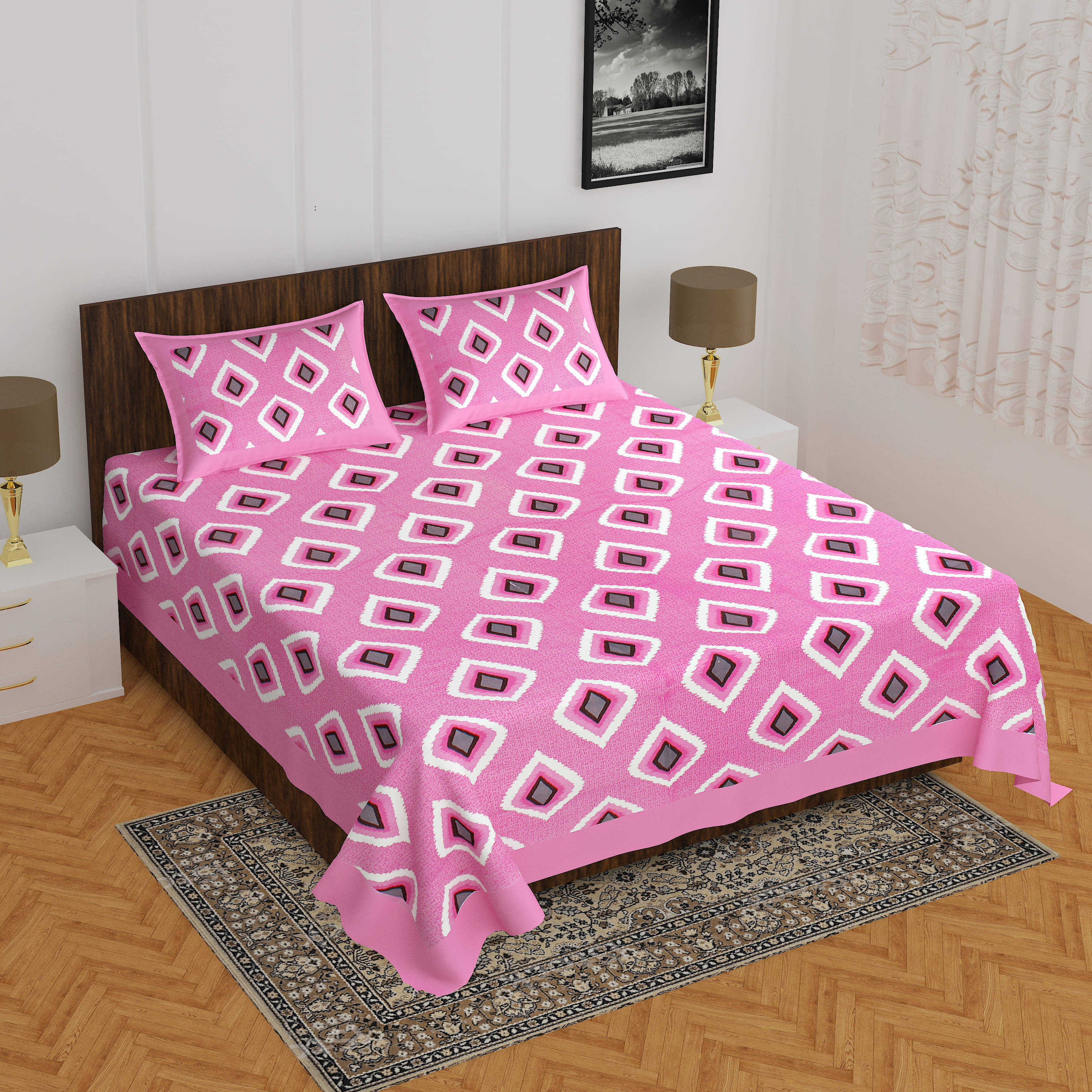 Navkaar Creation Cotton 1 Double Bedsheet with 2 Pillow Covers ( Multicolor ) Navkaar Creation Cotton 1 Double Bedsheet with 2 Pillow Covers ( Multicolor )