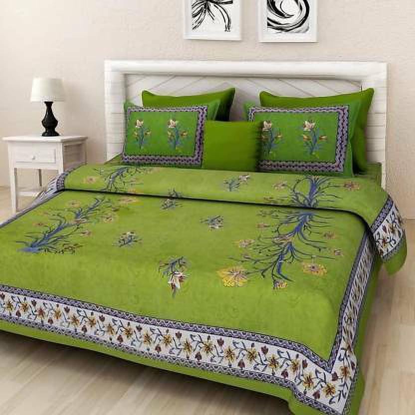 Navkaar Creation Cotton 1 Double Bedsheet with 2 Pillow Covers ( Green ) Navkaar Creation Cotton 1 Double Bedsheet with 2 Pillow Covers ( Green )