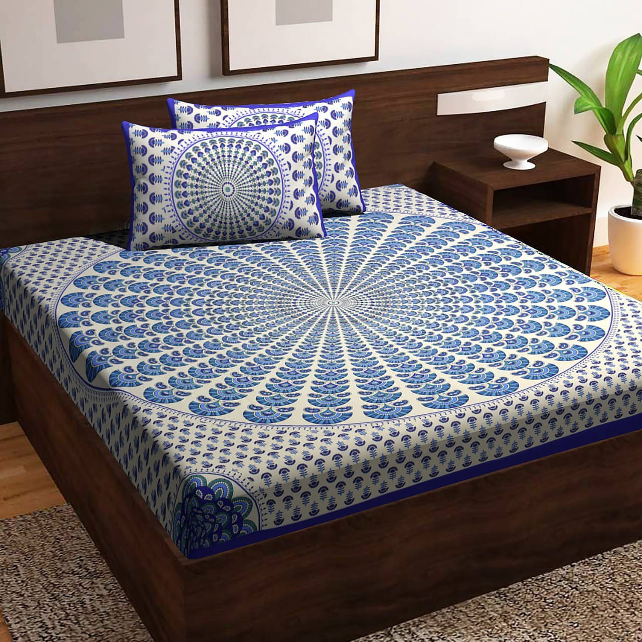 Navkaar Creation Cotton 1 Double Bedsheet with 2 Pillow Covers ( Blue ) Navkaar Creation Cotton 1 Double Bedsheet with 2 Pillow Covers ( Blue )