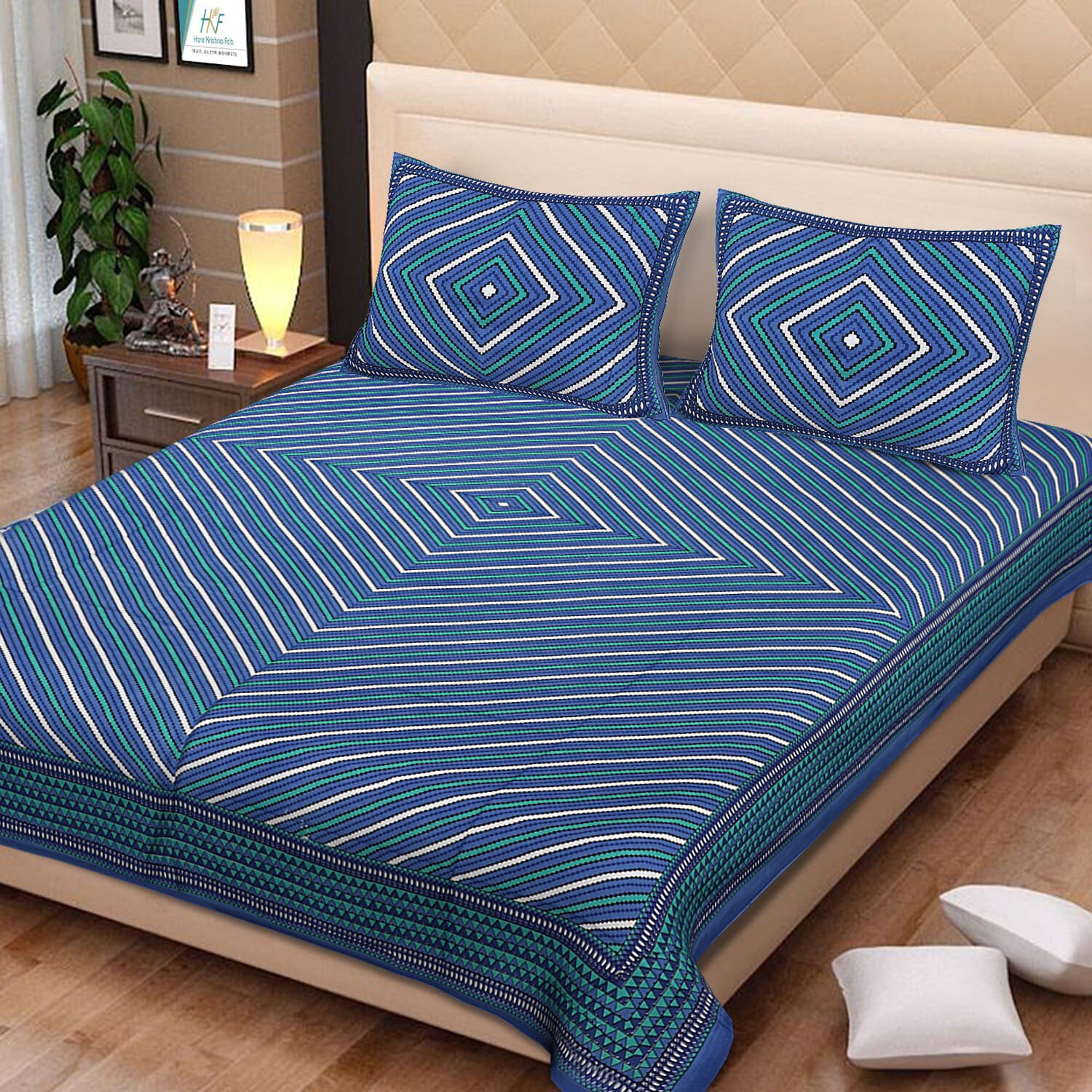     			Navkaar Creation Cotton 1 Double Bedsheet with 2 Pillow Covers ( Multicolor )
