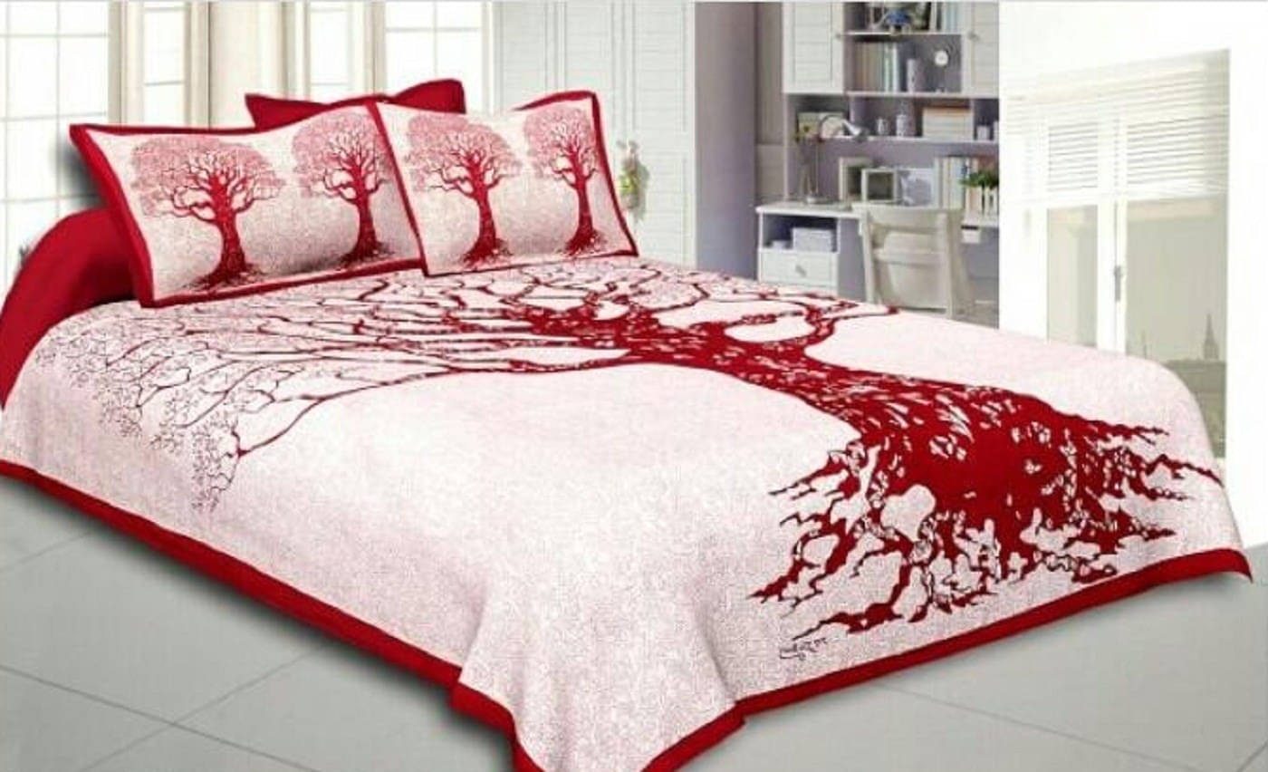 Navkaar Creation Cotton 1 Double Bedsheet with 2 Pillow Covers ( Red ) Navkaar Creation Cotton 1 Double Bedsheet with 2 Pillow Covers ( Red )
