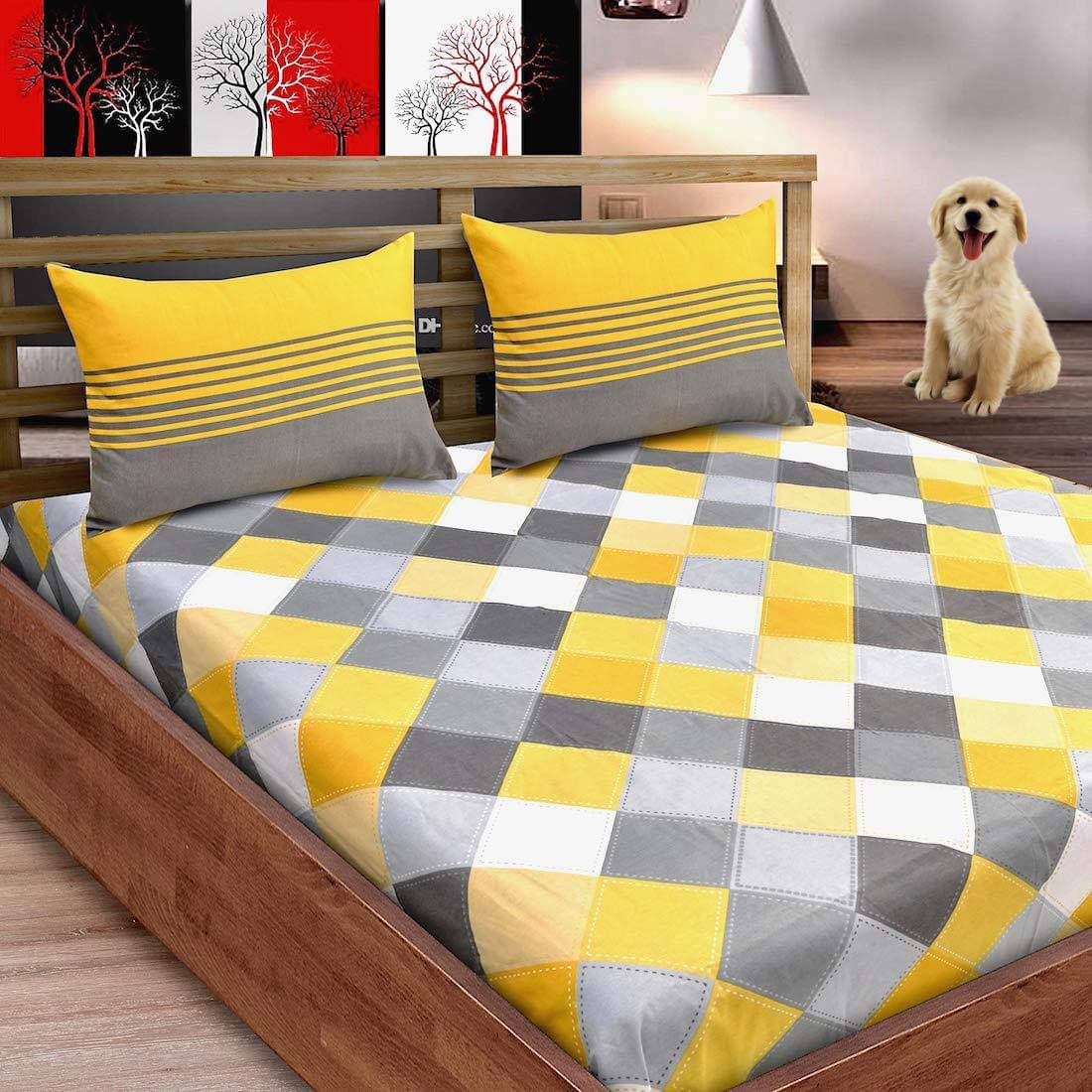     			Navkaar Creation Cotton 1 Double Bedsheet with 2 Pillow Covers ( White )