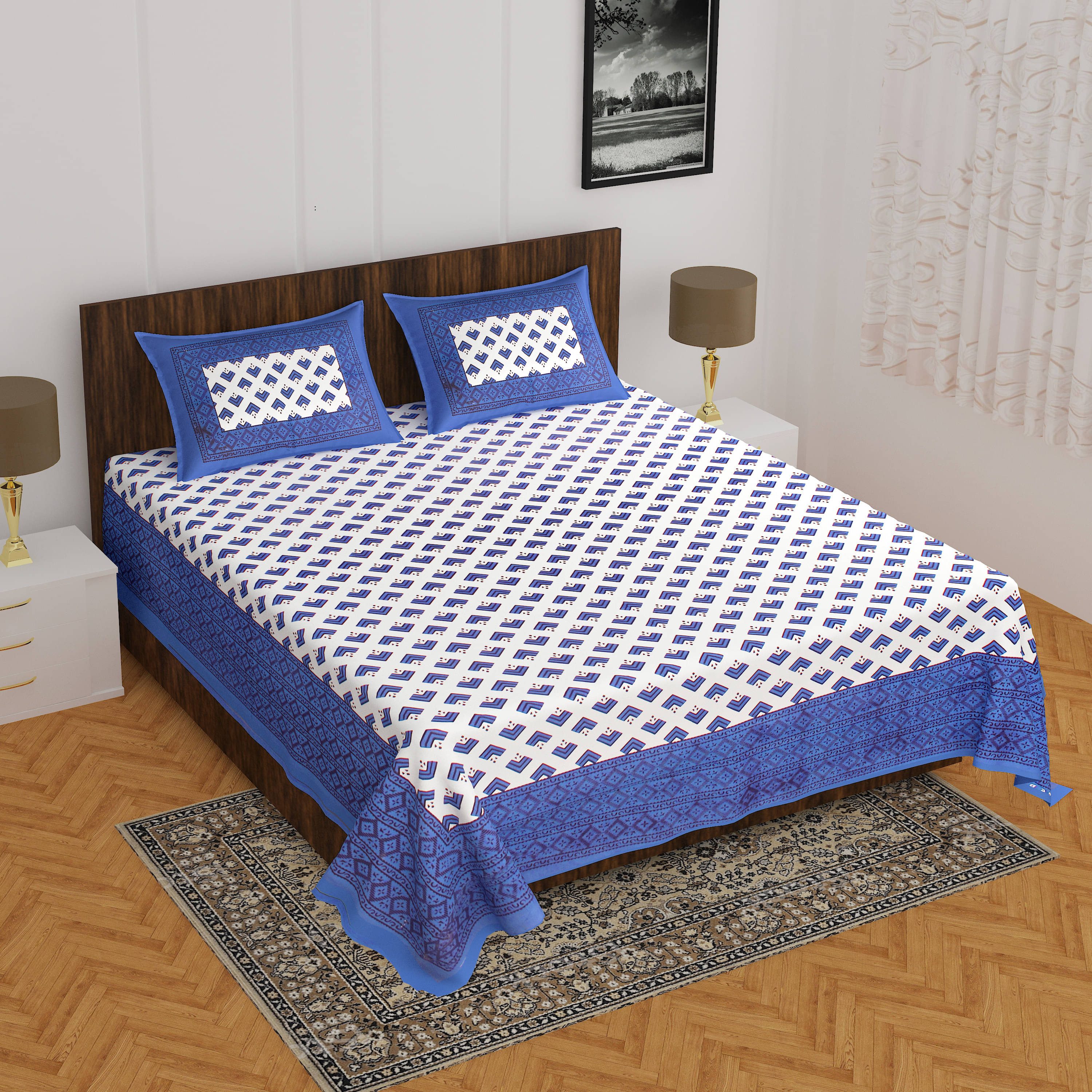 Navkaar Creation Cotton 1 Double Bedsheet with 2 Pillow Covers ( Multicolor ) Navkaar Creation Cotton 1 Double Bedsheet with 2 Pillow Covers ( Multicolor )