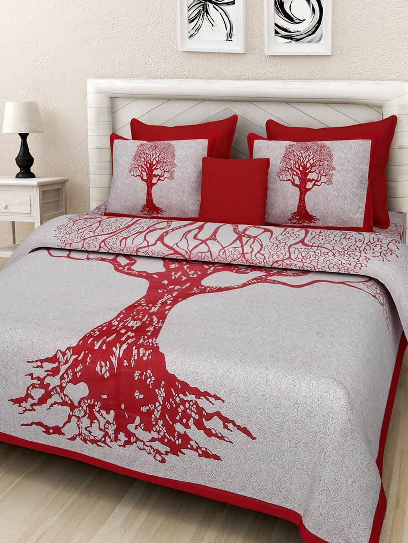 Navkaar Creation Cotton 1 Double Bedsheet with 2 Pillow Covers ( Red ) Navkaar Creation Cotton 1 Double Bedsheet with 2 Pillow Covers ( Red )