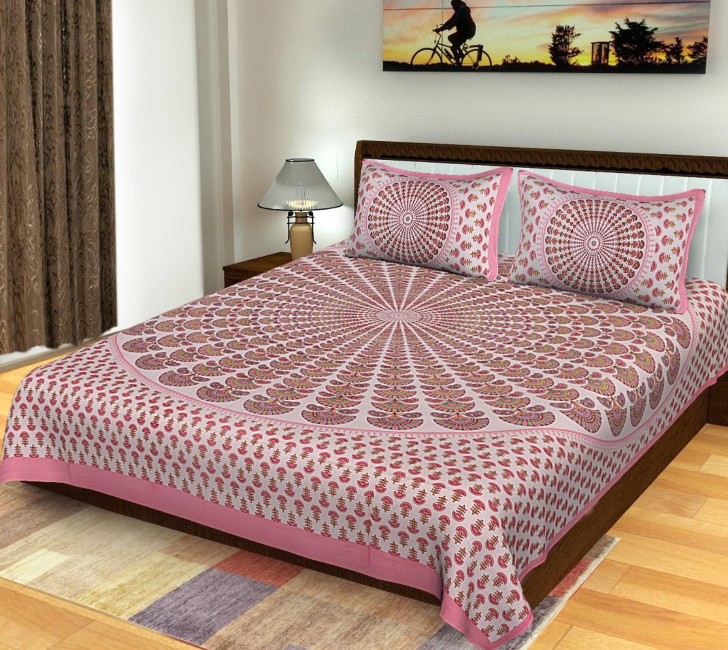 Navkaar Creation Cotton 1 Double Bedsheet with 2 Pillow Covers ( Pink ) Navkaar Creation Cotton 1 Double Bedsheet with 2 Pillow Covers ( Pink )