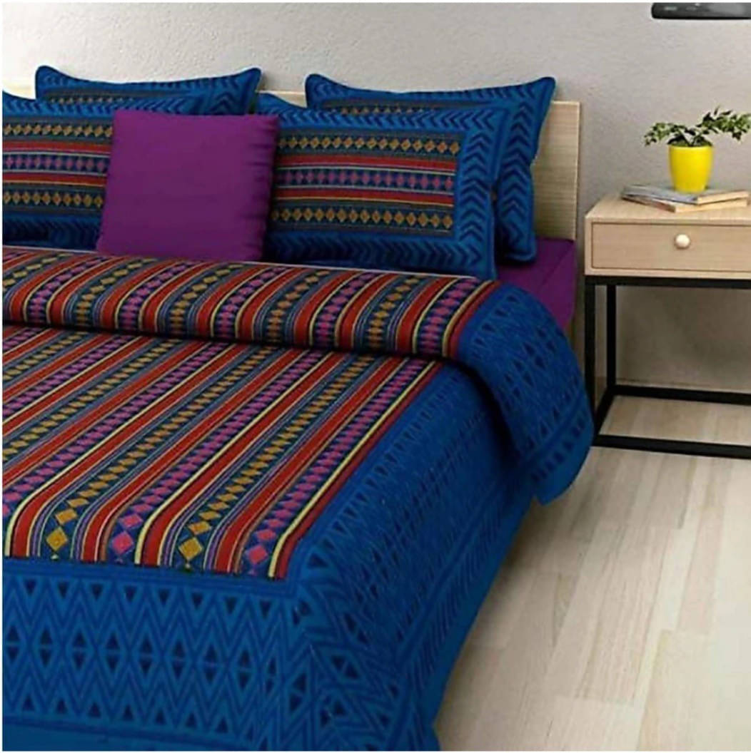 Navkaar Creation Cotton 1 Double Bedsheet with 2 Pillow Covers ( Multicolor ) Navkaar Creation Cotton 1 Double Bedsheet with 2 Pillow Covers ( Multicolor )