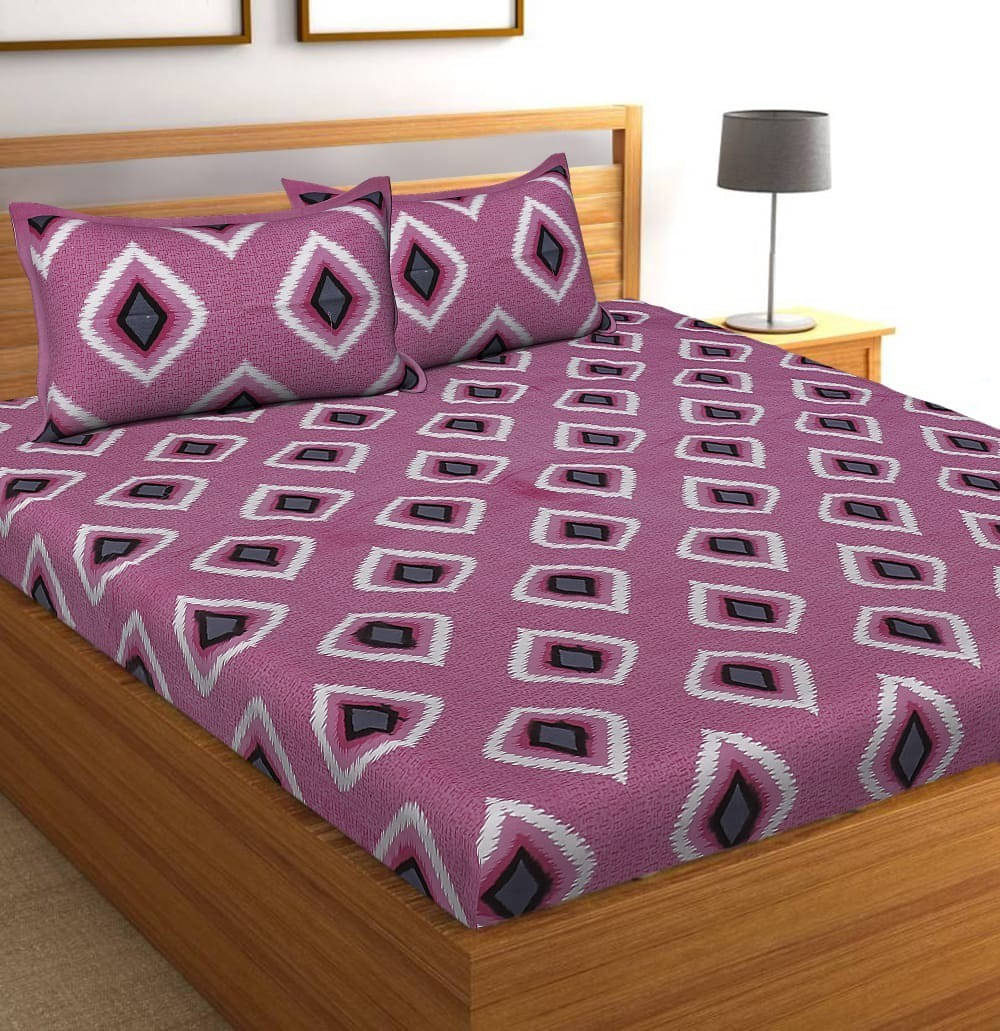 Navkaar Creation Cotton 1 Double Bedsheet with 2 Pillow Covers ( Pink ) Navkaar Creation Cotton 1 Double Bedsheet with 2 Pillow Covers ( Pink )
