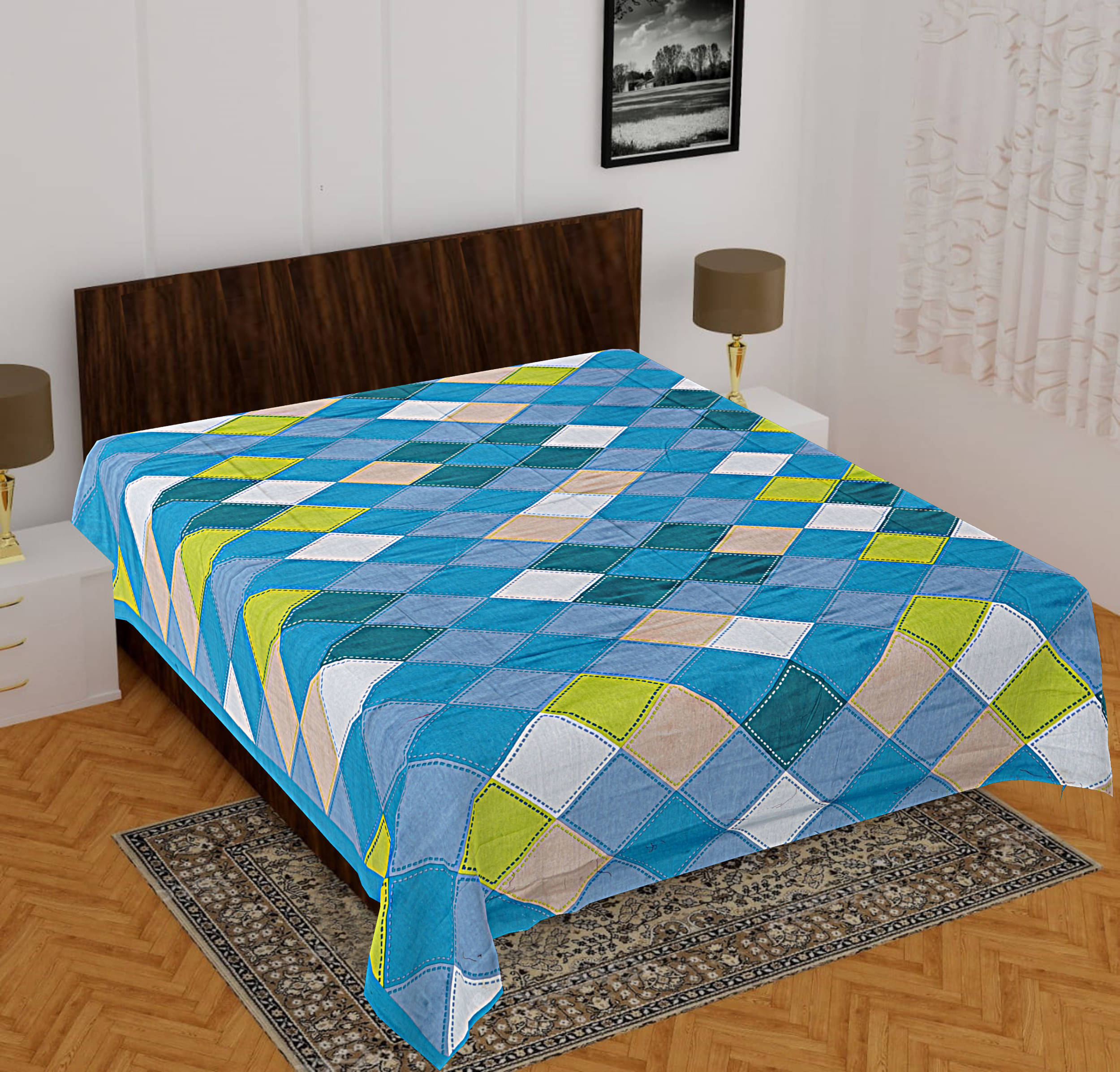 Navkaar Creation Cotton 1 Double Bedsheet with 2 Pillow Covers ( Blue ) Navkaar Creation Cotton 1 Double Bedsheet with 2 Pillow Covers ( Blue )