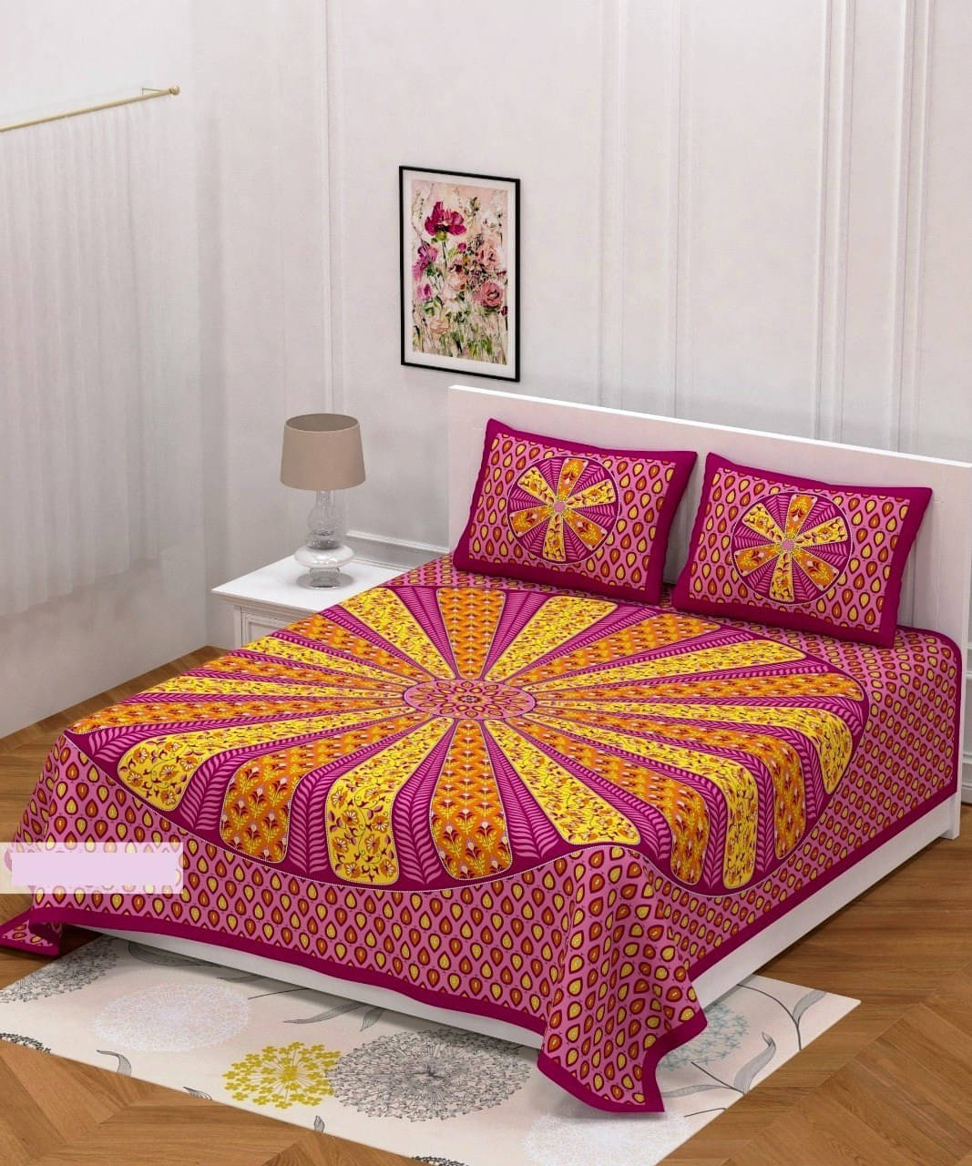 Navkaar Creation Cotton 1 Double Bedsheet with 2 Pillow Covers ( Multicolor ) Navkaar Creation Cotton 1 Double Bedsheet with 2 Pillow Covers ( Multicolor )